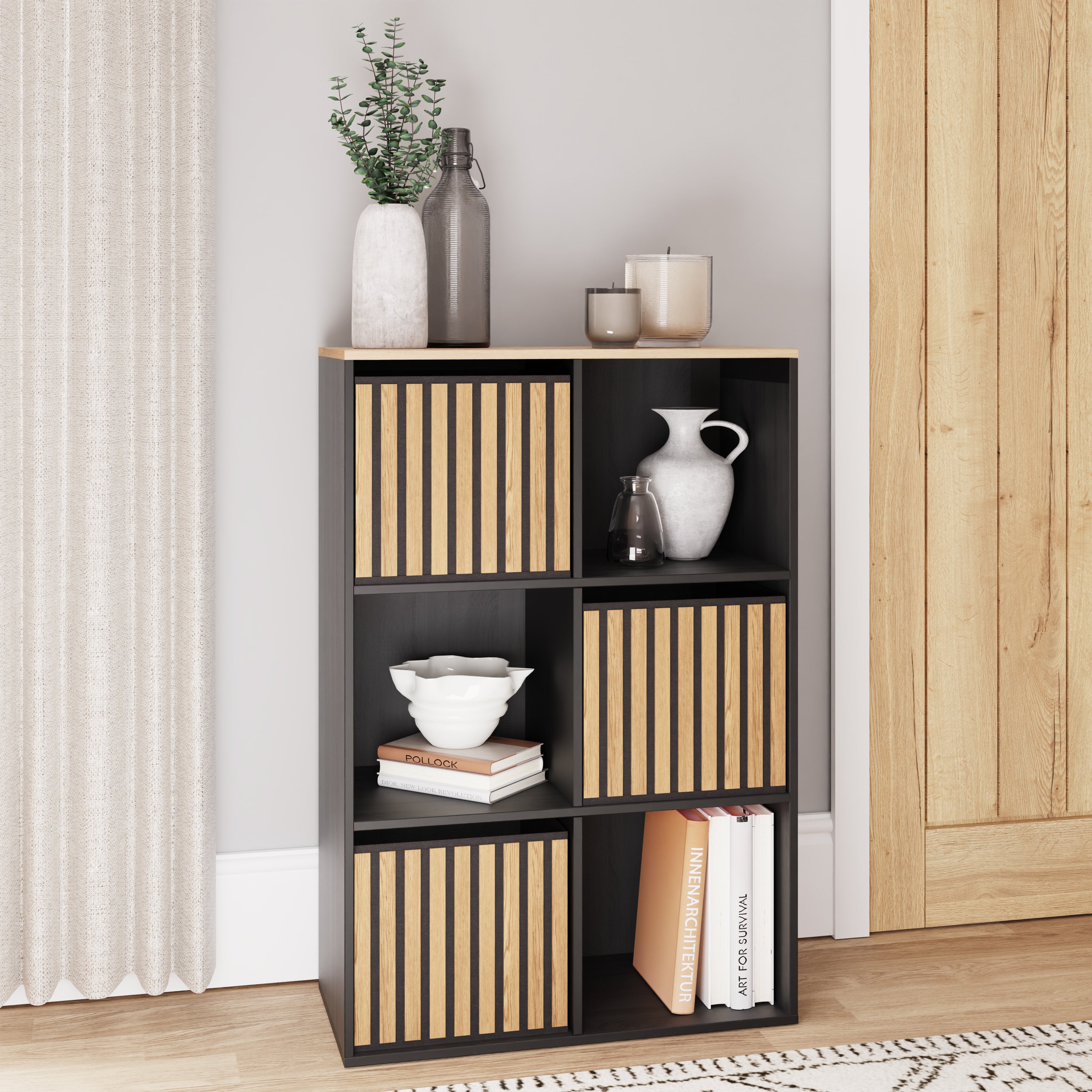 Kube 2X3 Storage Kube Black/Medium Oak