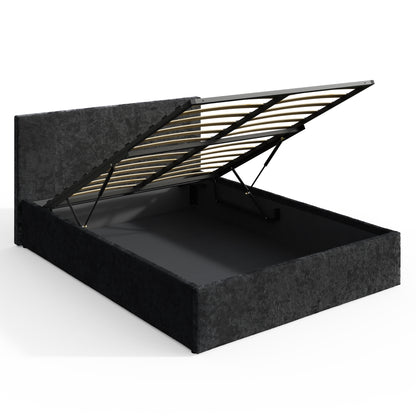 End Lift Ottoman Bed Frame- Black Crushed Velvet
