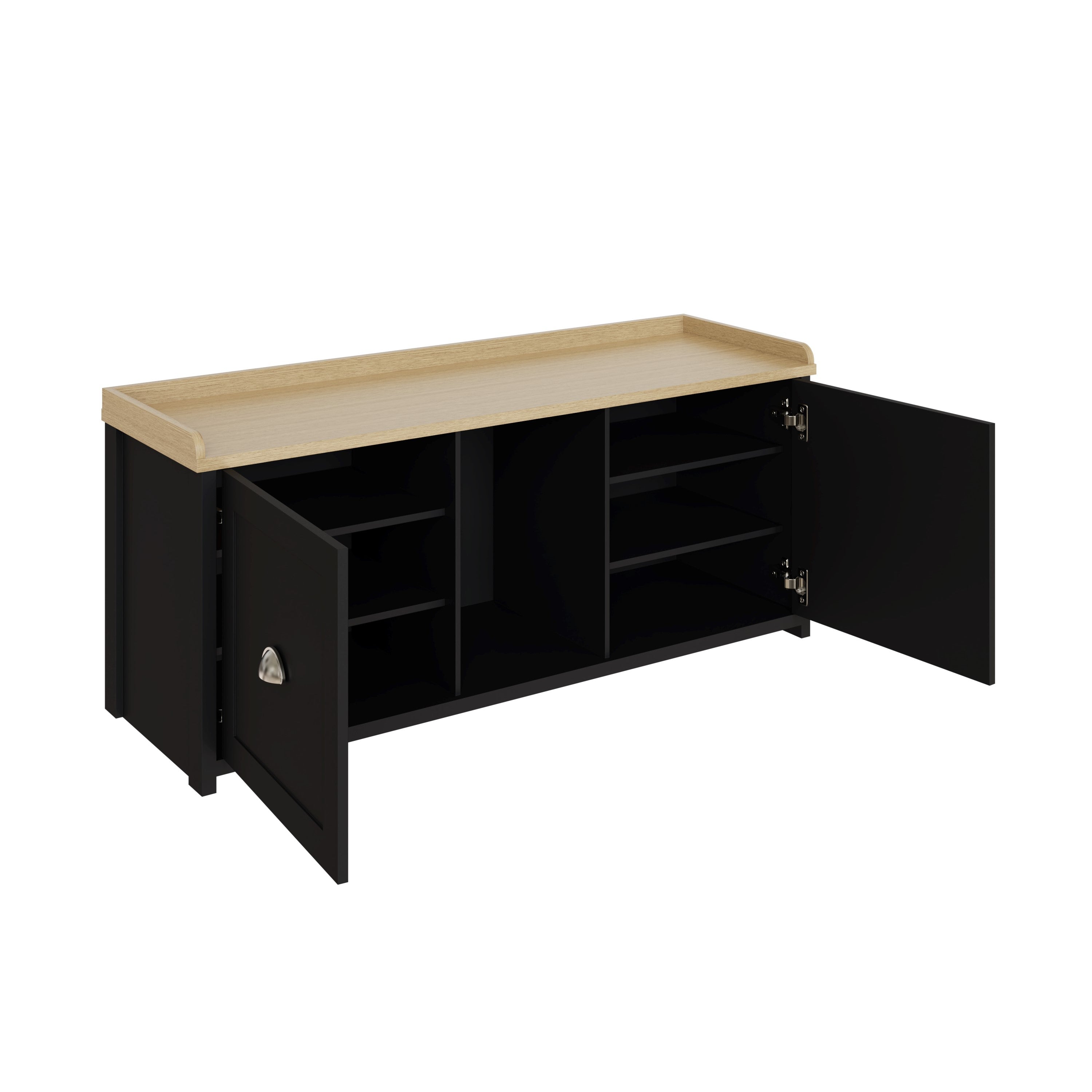 Lancaster 2 Door Shoe Bench Black