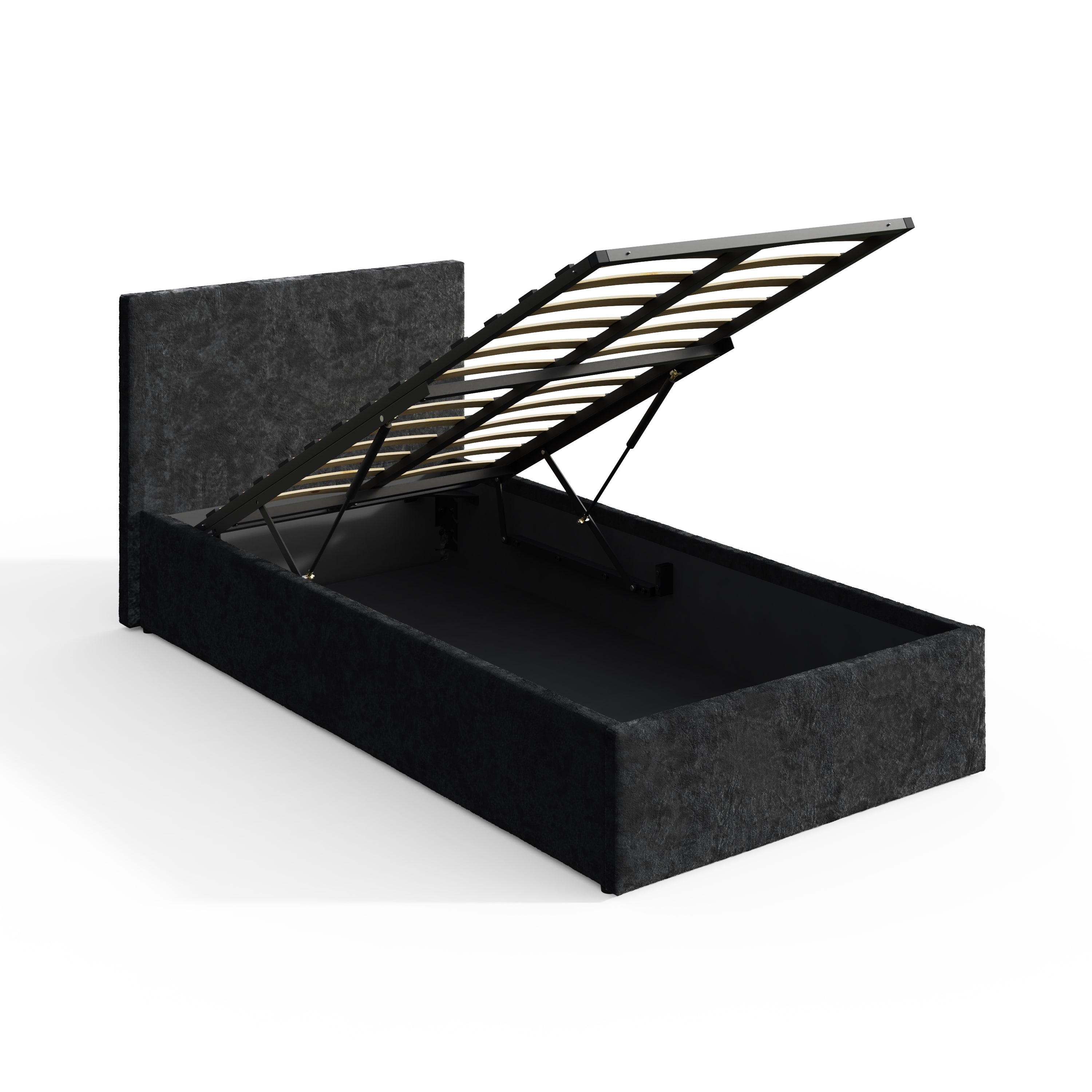 End Lift Ottoman Bed Frame- Black Crushed Velvet