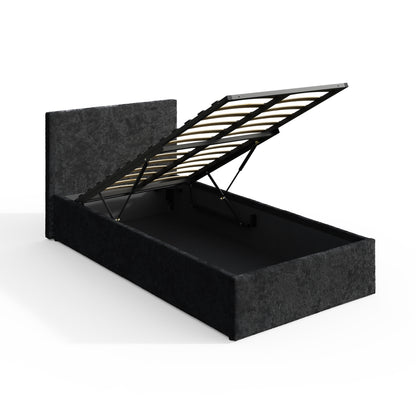 End Lift Ottoman Bed Frame- Black Crushed Velvet