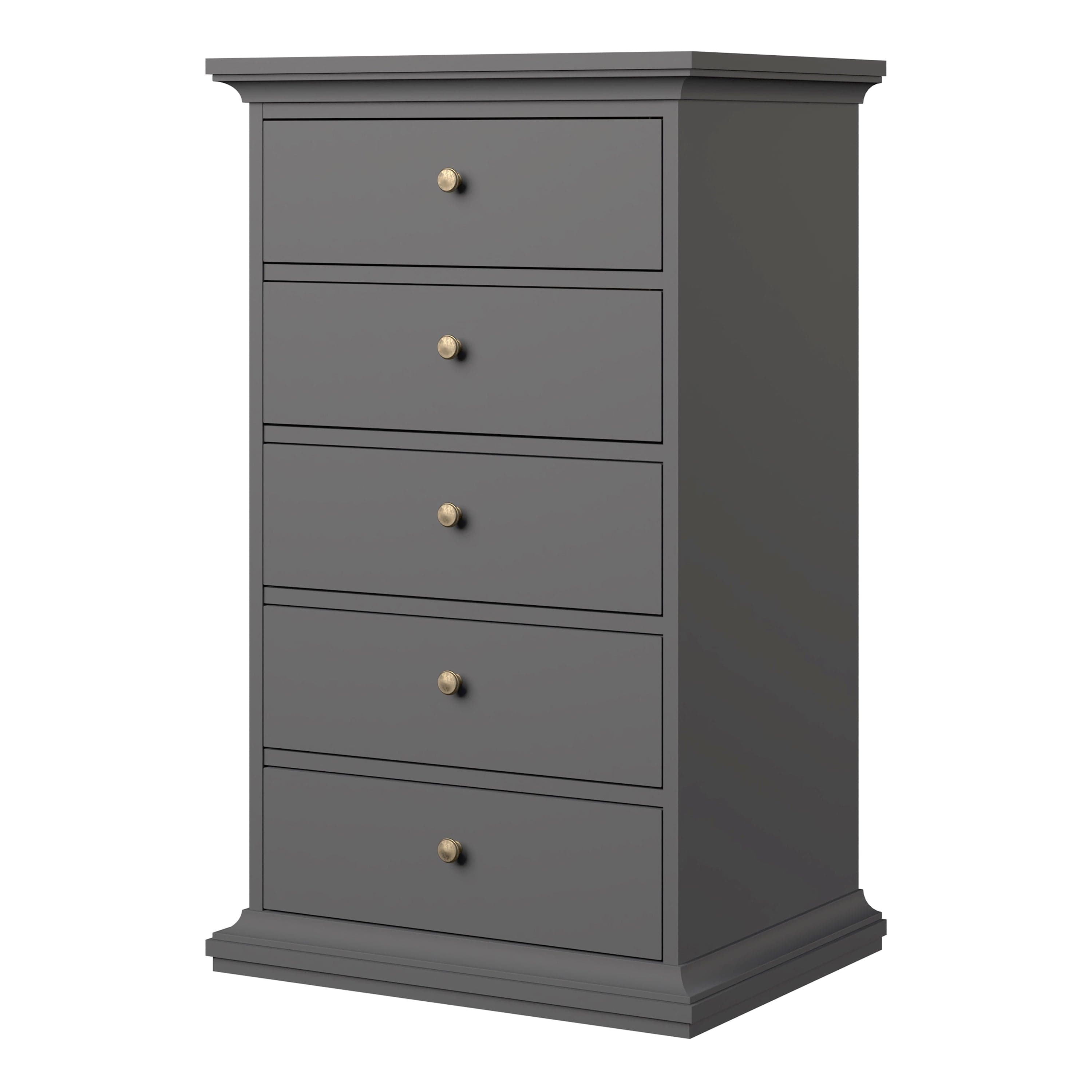 FTG Chest Of Drawers Paris Chest of 5 Drawers in Matt Grey Bed Kings