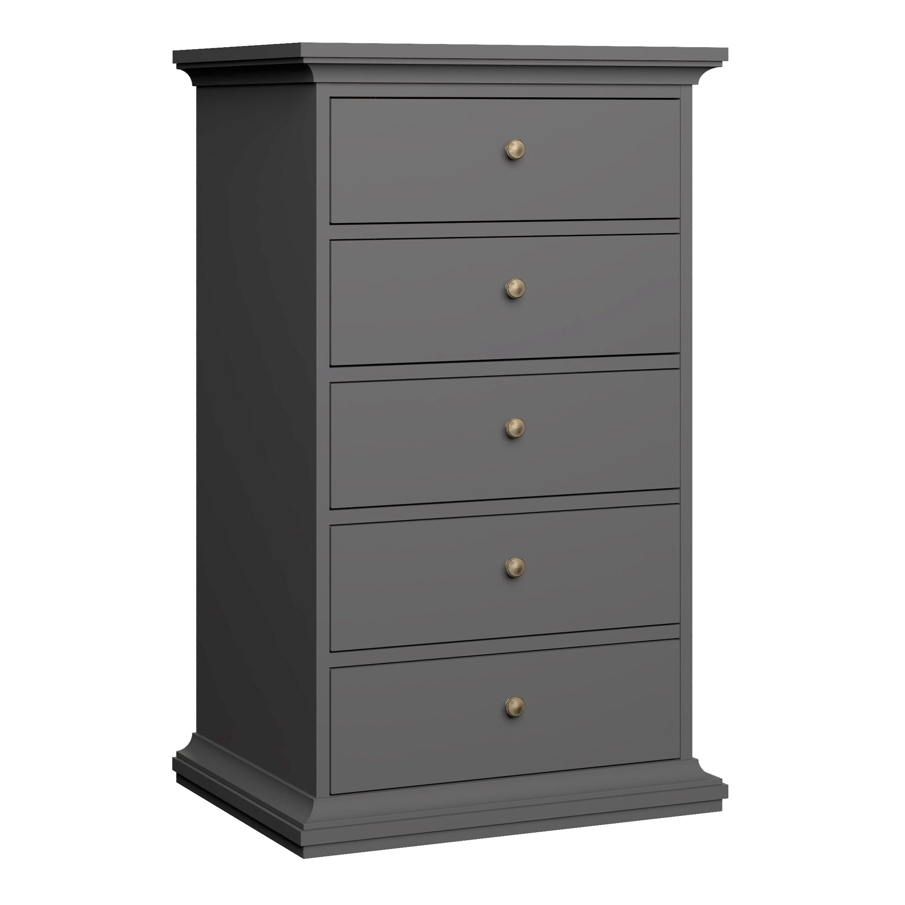 FTG Chest Of Drawers Paris Chest of 5 Drawers in Matt Grey Bed Kings