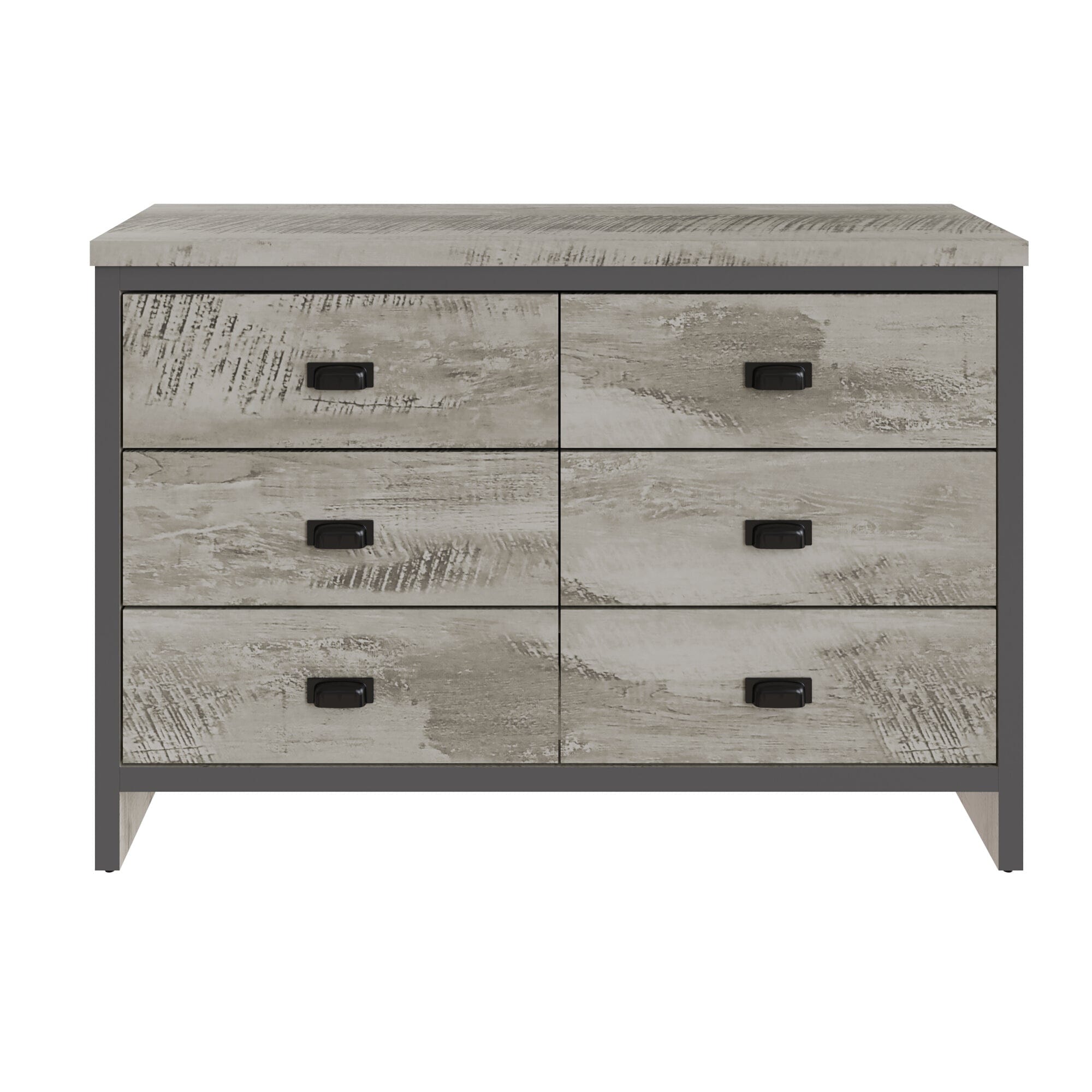 GFW Chest Of Drawers Boston 3+3 Drawer Chest Grey Bed Kings