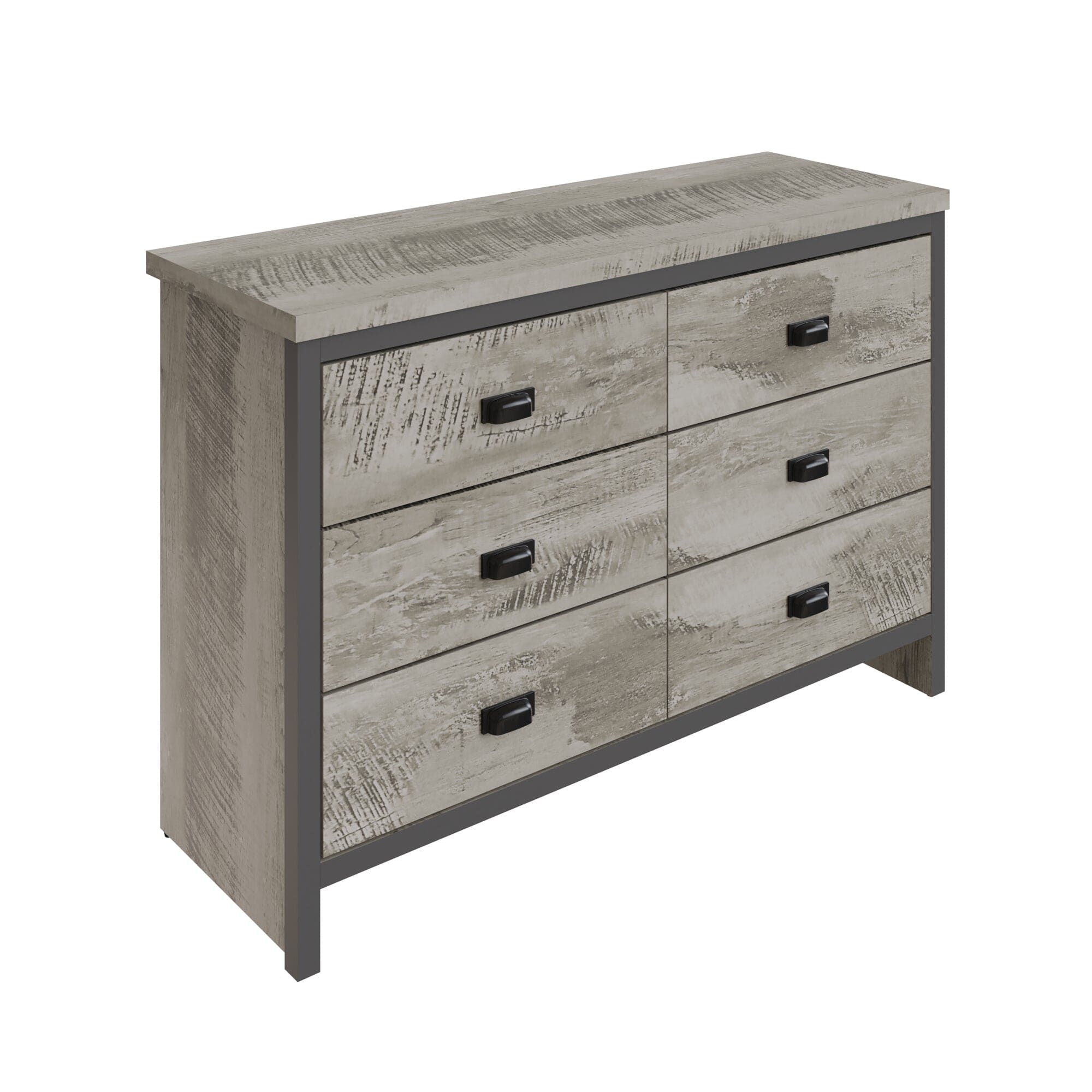 GFW Chest Of Drawers Boston 3+3 Drawer Chest Grey Bed Kings