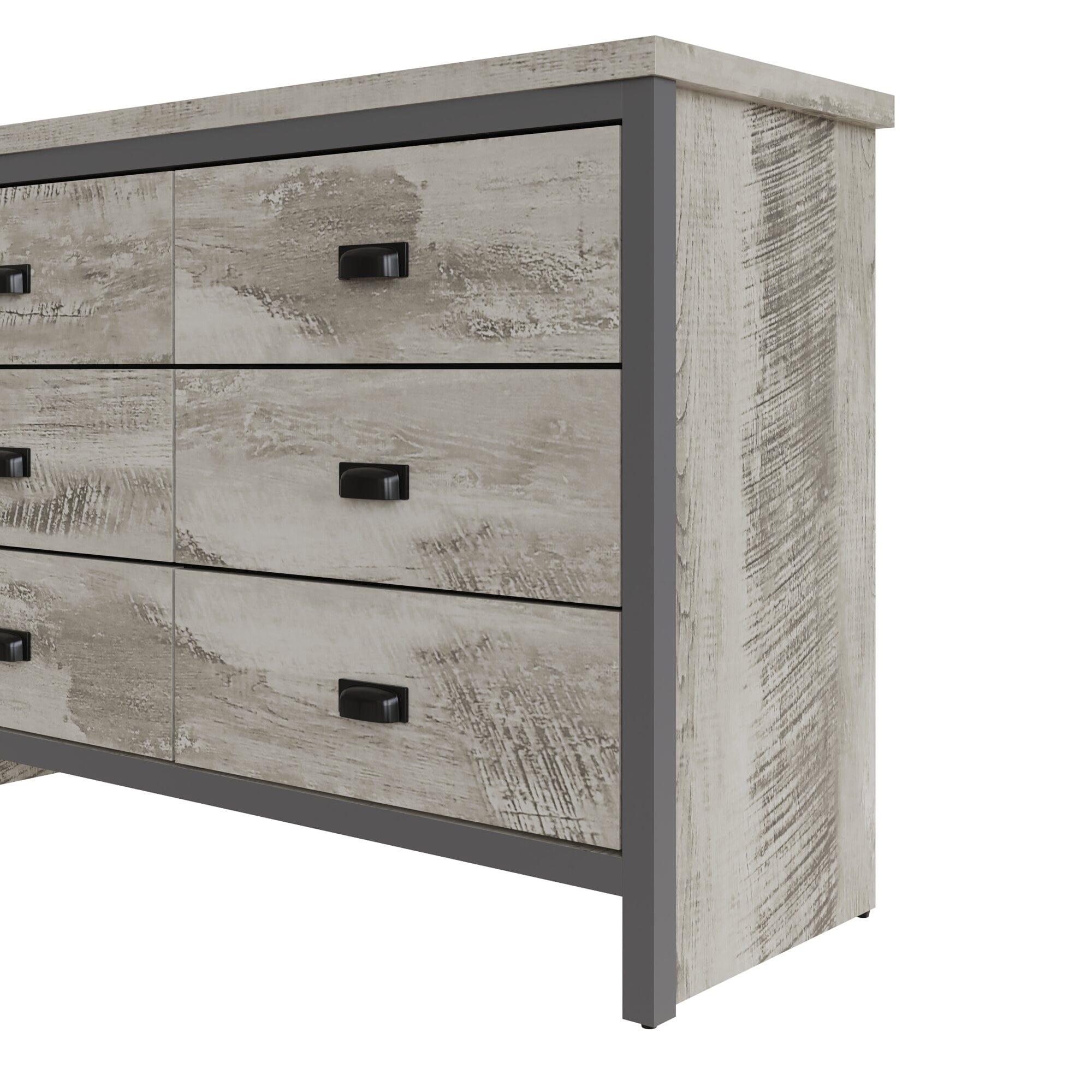 GFW Chest Of Drawers Boston 3+3 Drawer Chest Grey Bed Kings