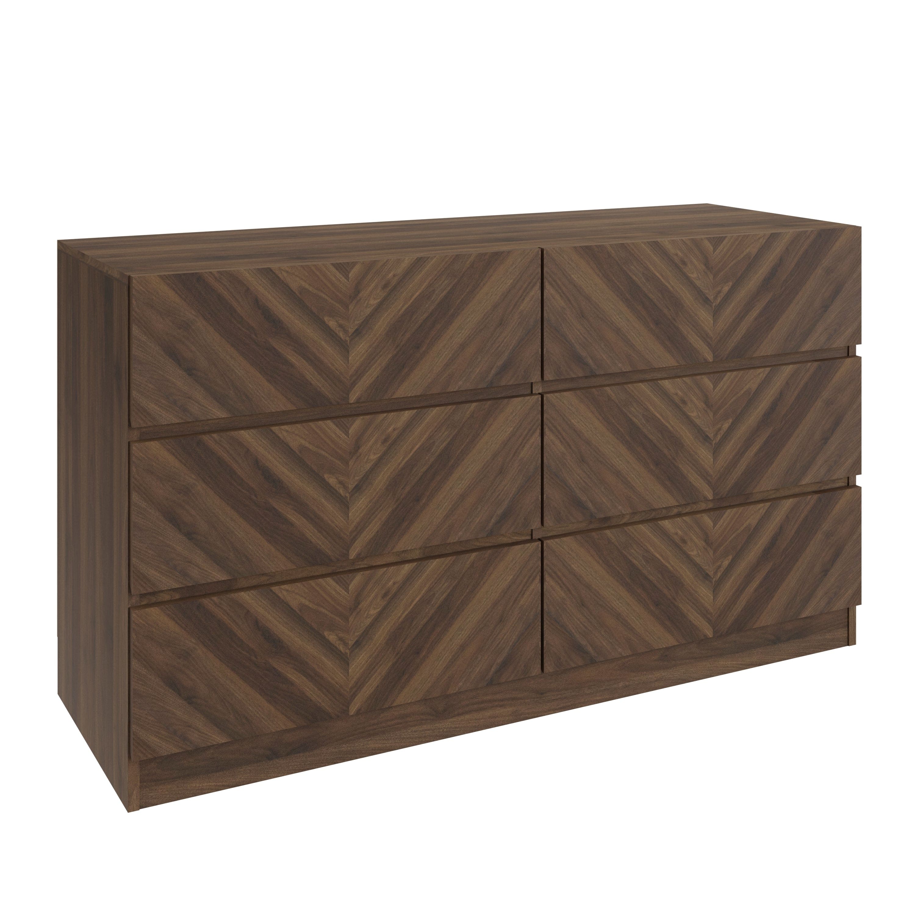 GFW Chest of Drawers Catania 3+3 Drawer Chest Royal Walnut Bed Kings