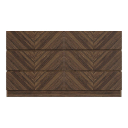 GFW Chest Of Drawers Catania 3+3 Drawer Chest Royal Walnut Bed Kings