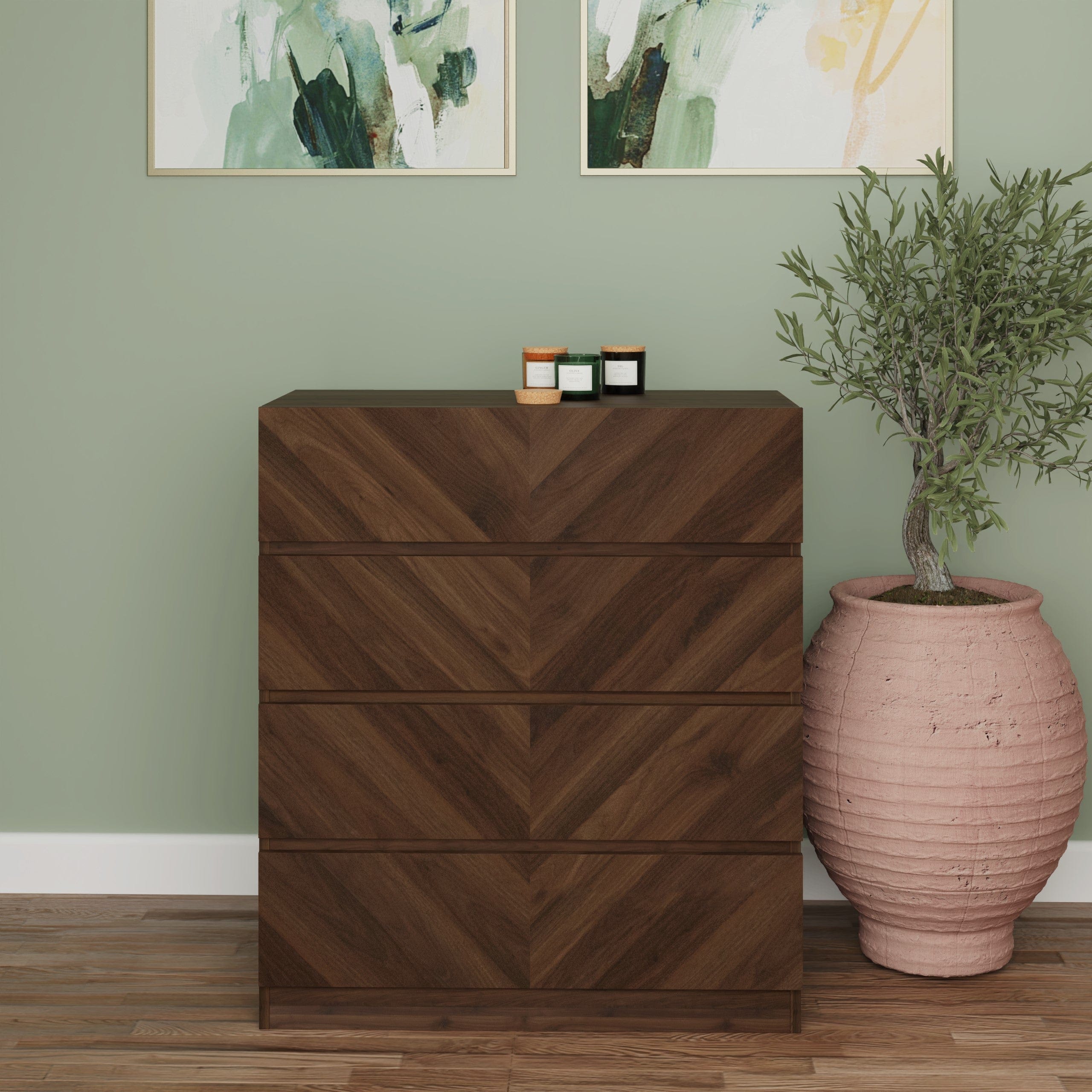 GFW Chest Of Drawers Catania 4 Drawer Chest Royal Walnut Bed Kings