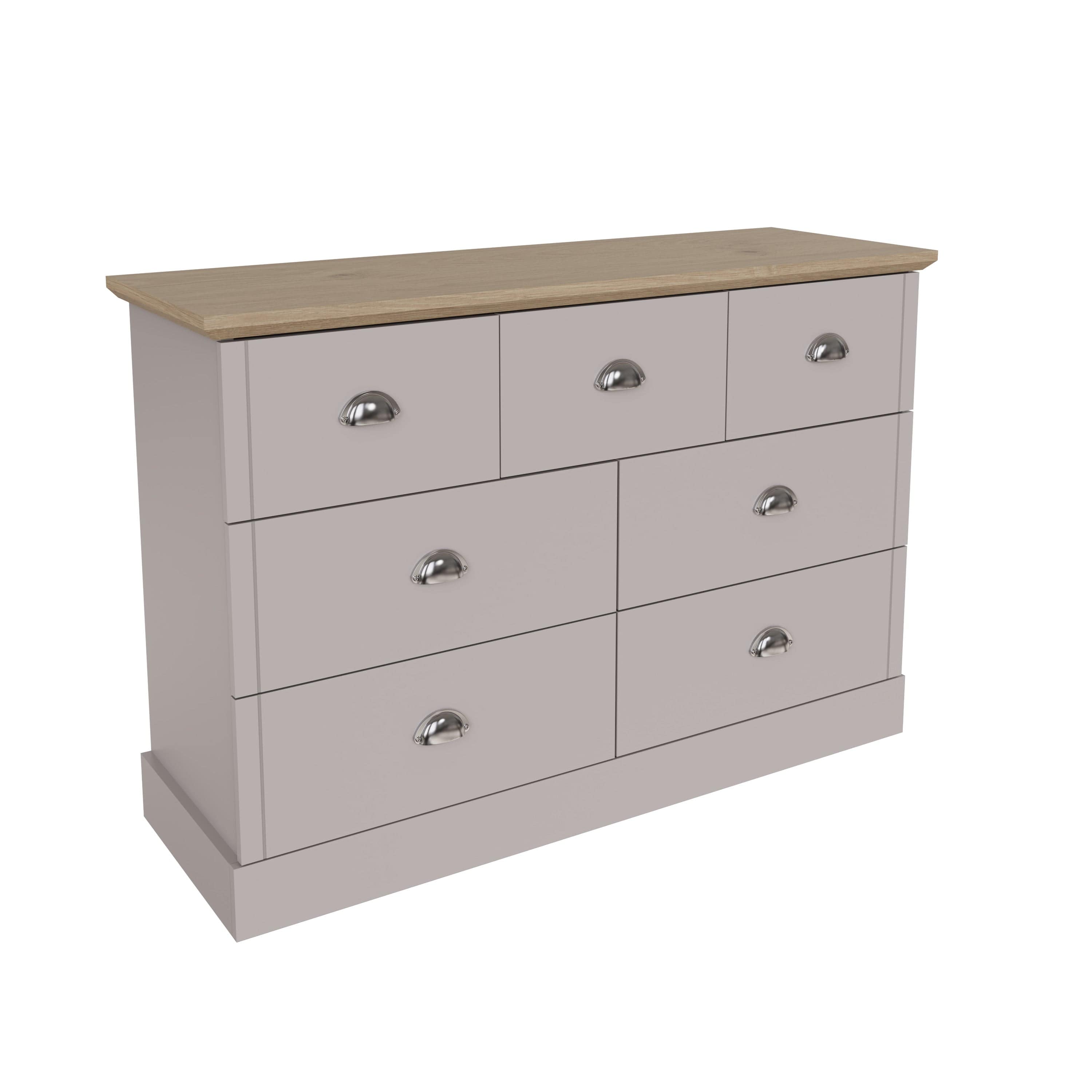 GFW Chest of Drawers Kendal 4+3 Drawer Chest Grey Bed Kings