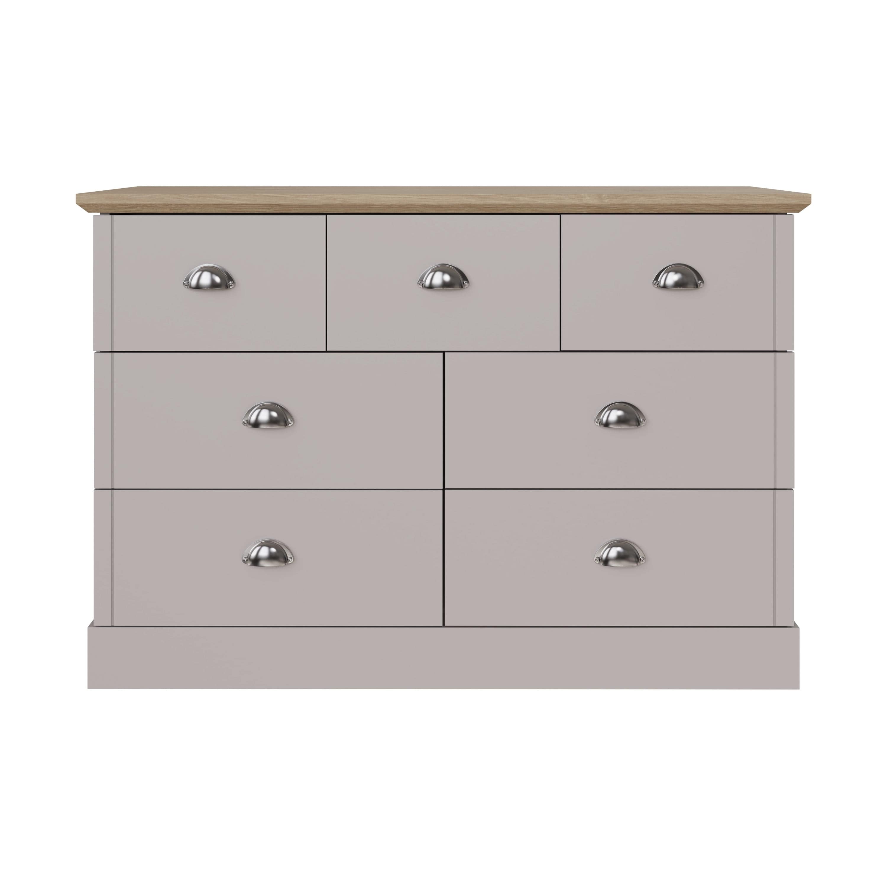 GFW Chest of Drawers Kendal 4+3 Drawer Chest Grey Bed Kings