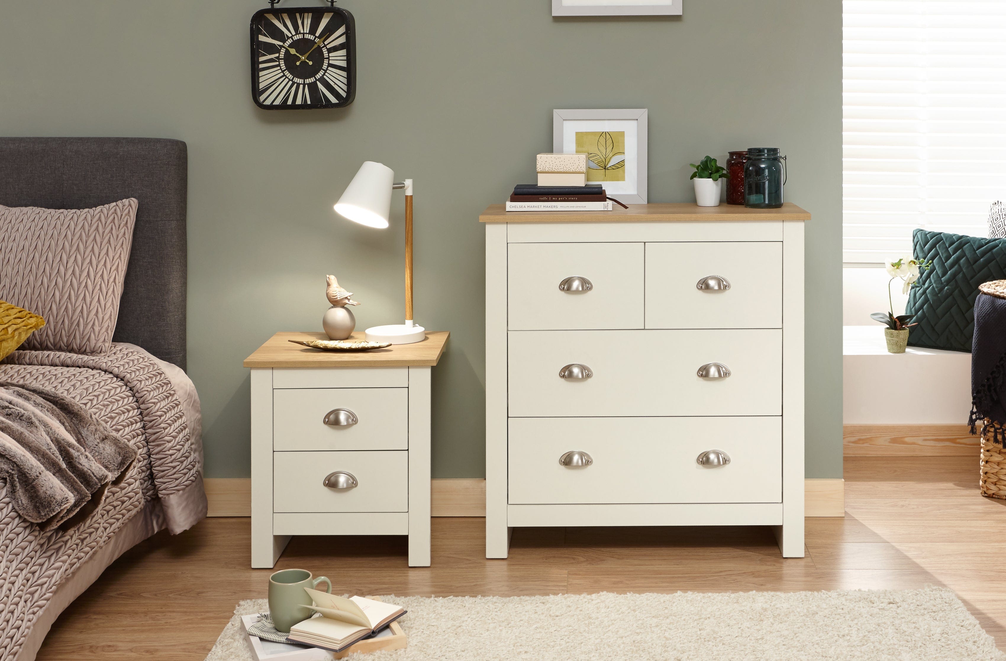 GFW Chest Of Drawers Lancaster 2+2 Drawer Chest Cream Bed Kings