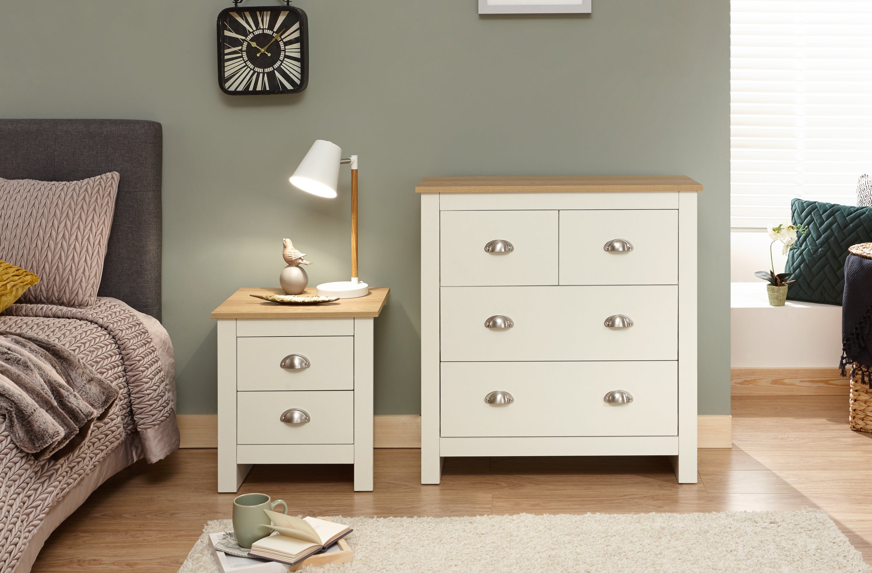 GFW Chest Of Drawers Lancaster 2+2 Drawer Chest Cream Bed Kings