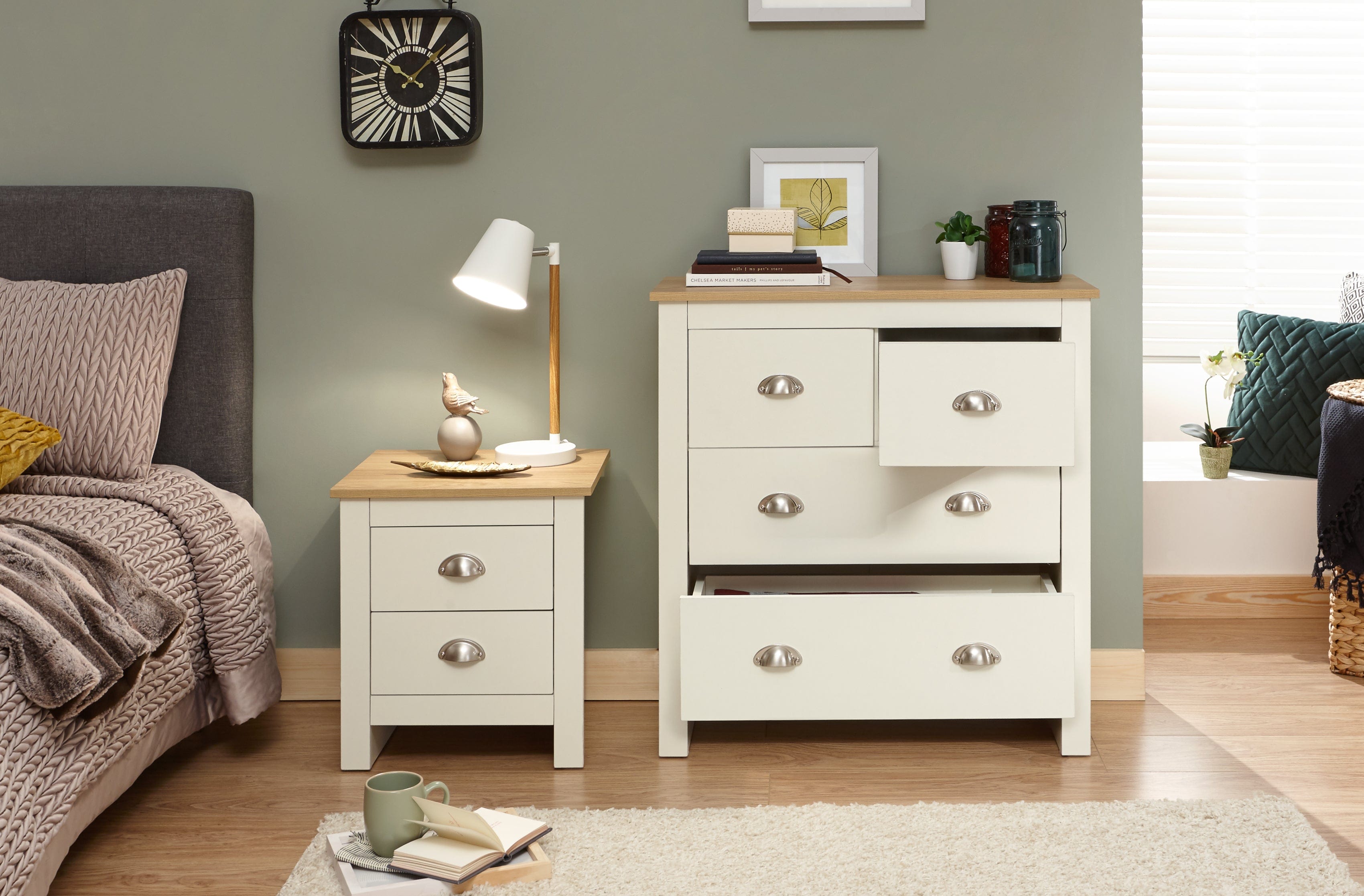 GFW Chest Of Drawers Lancaster 2+2 Drawer Chest Cream Bed Kings