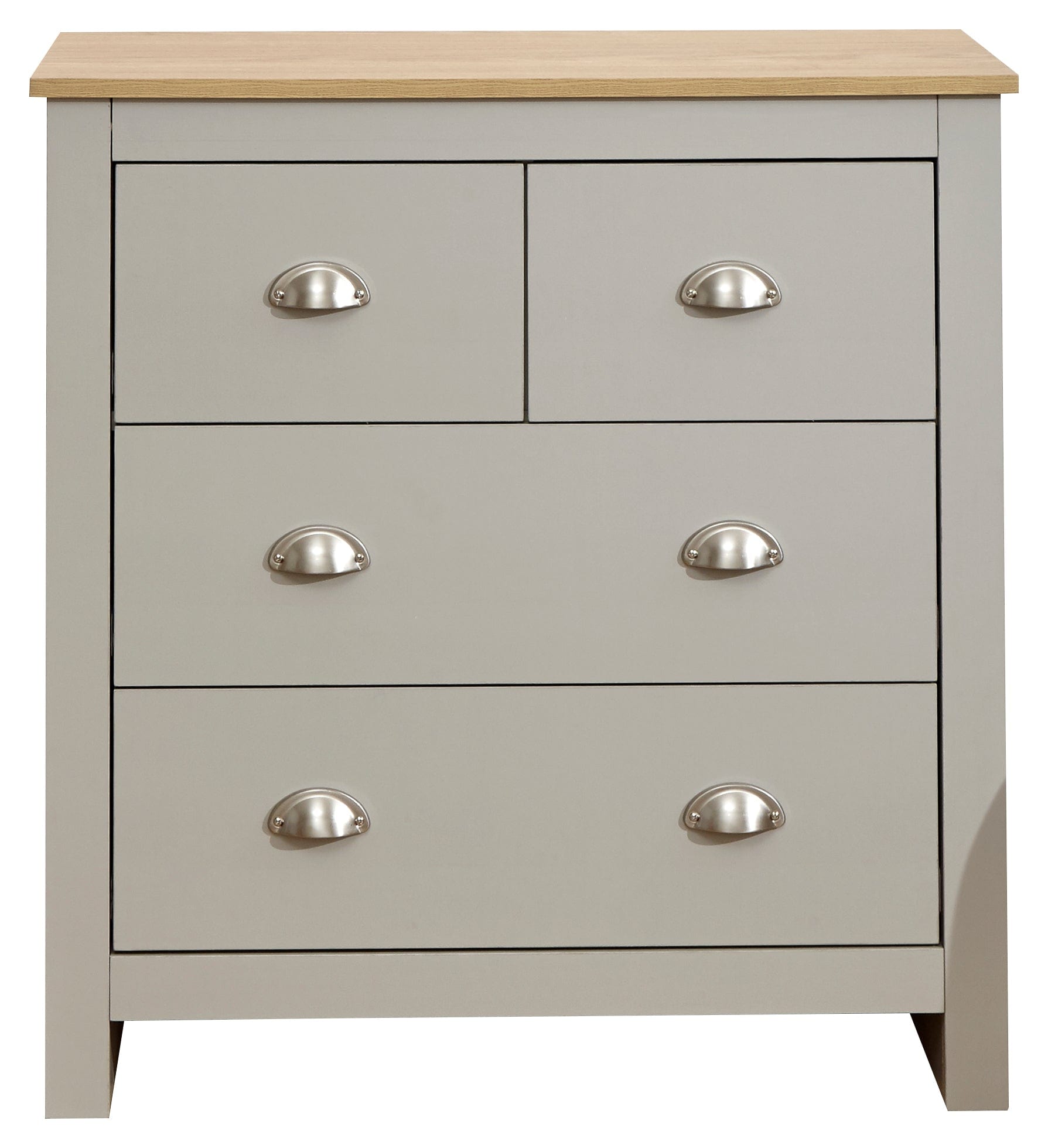 GFW Chest Of Drawers Lancaster 2+2 Drawer Chest Grey Bed Kings