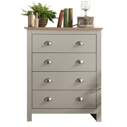 GFW Chest Of Drawers Lancaster 4 Drawer Chest Grey Bed Kings