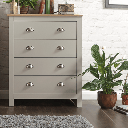 GFW Chest Of Drawers Lancaster 4 Drawer Chest Grey Bed Kings