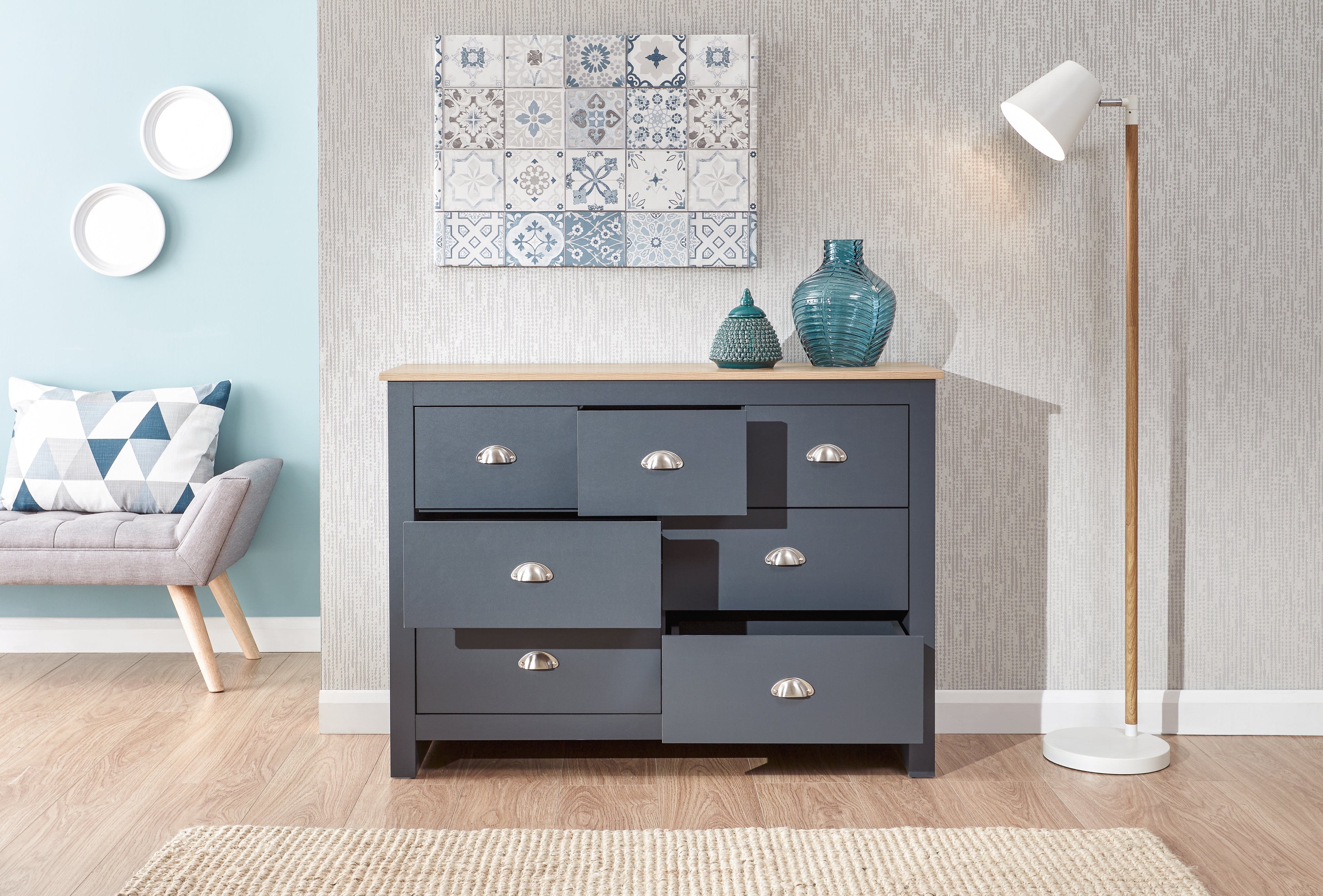 GFW Chest Of Drawers Lancaster Merchants Chest Slate Blue Bed Kings