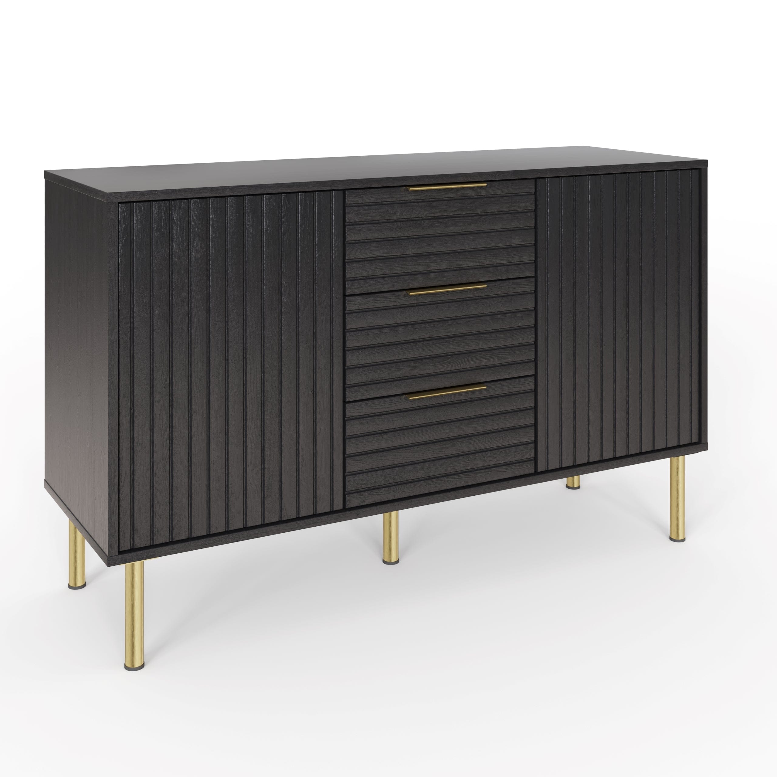 GFW Chest of Drawers Nervata Sideboard Black Bed Kings