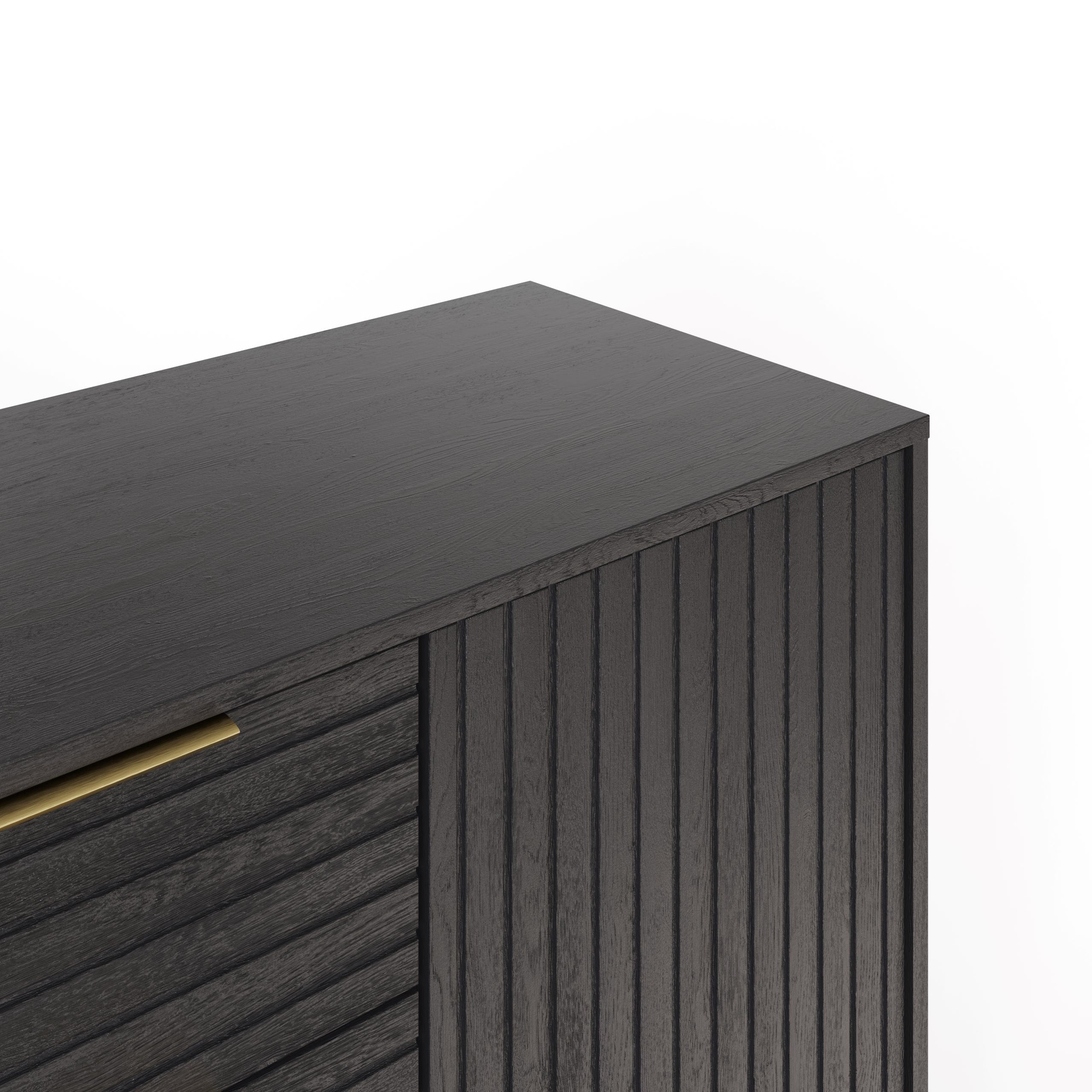 GFW Chest of Drawers Nervata Sideboard Black Bed Kings