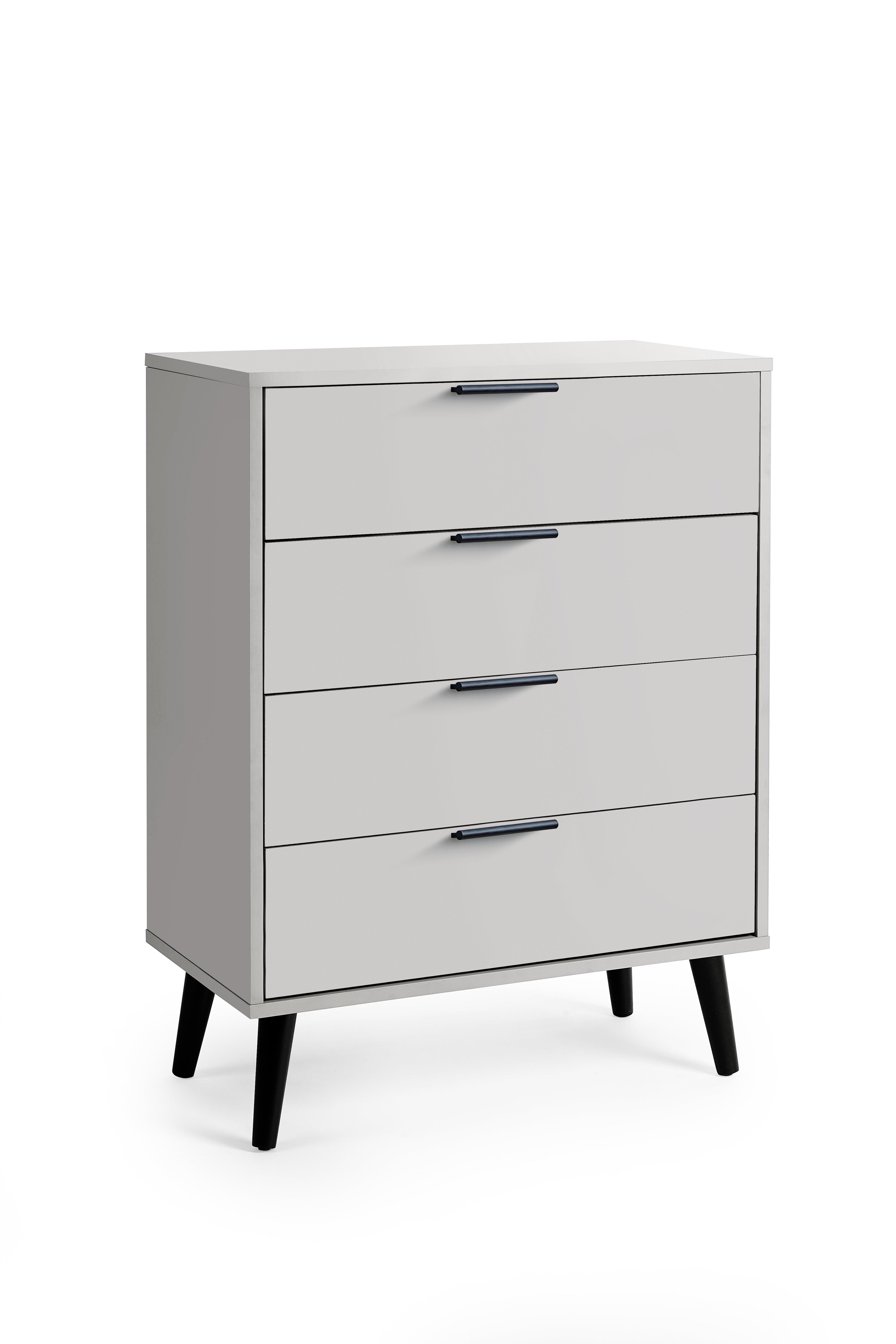 Julian Bowen Chest Of Drawers Alba 4 Drawer Wide Chest - Silk Grey Bed Kings