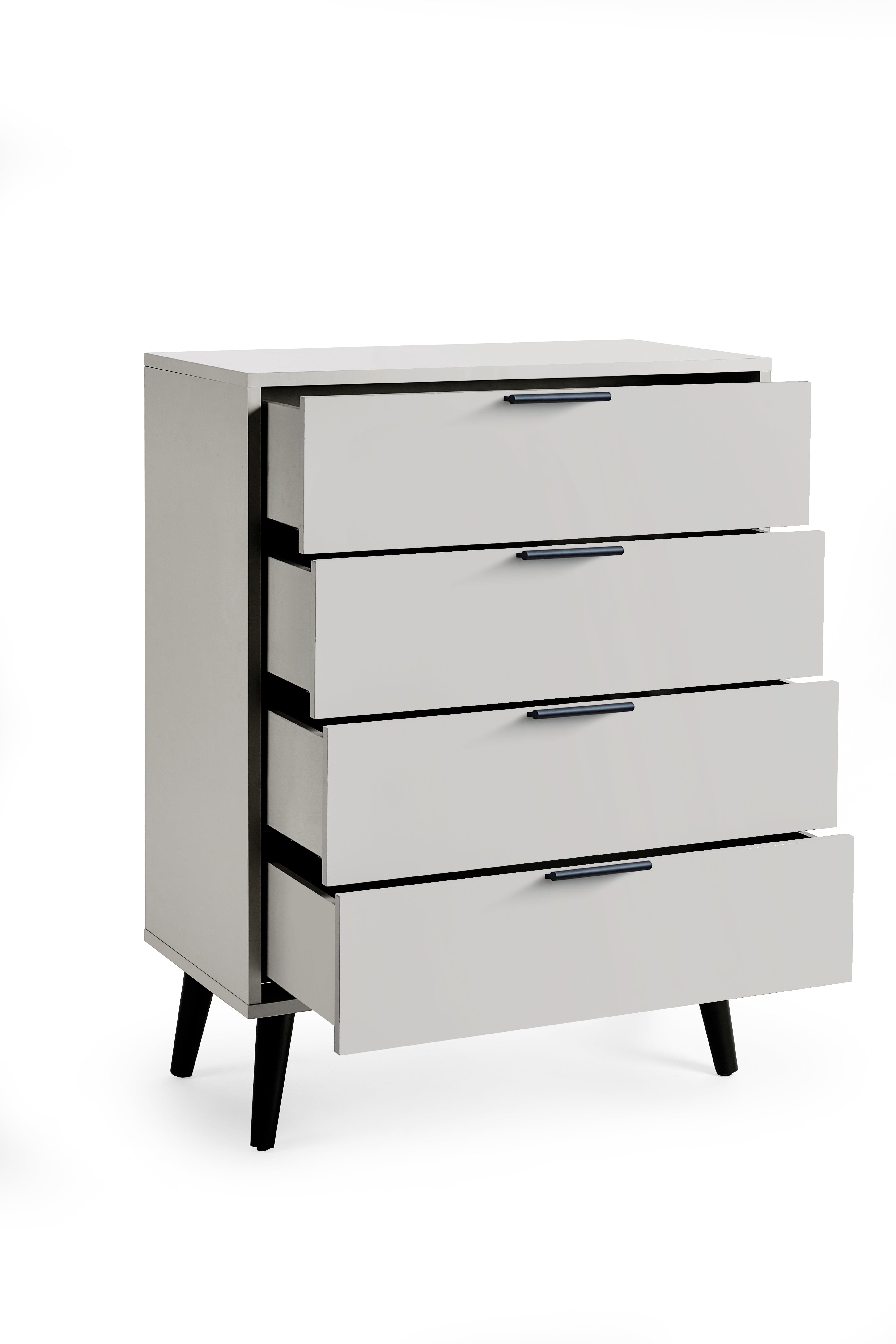 Julian Bowen Chest Of Drawers Alba 4 Drawer Wide Chest - Silk Grey Bed Kings