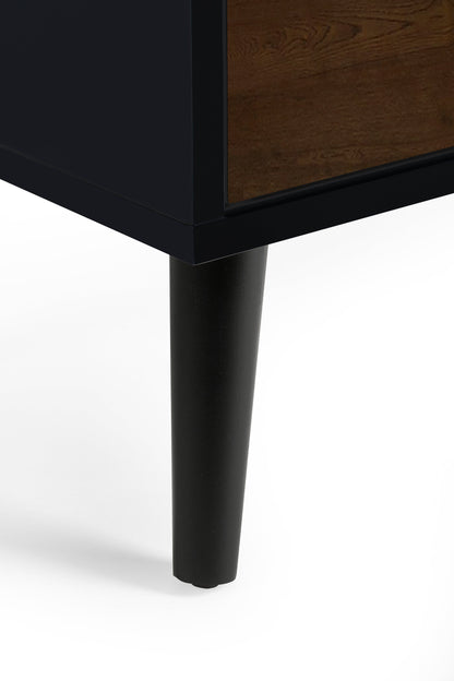 Julian Bowen Chest Of Drawers Alba 4 Drawer Wide Chest - Walnut/Black Bed Kings