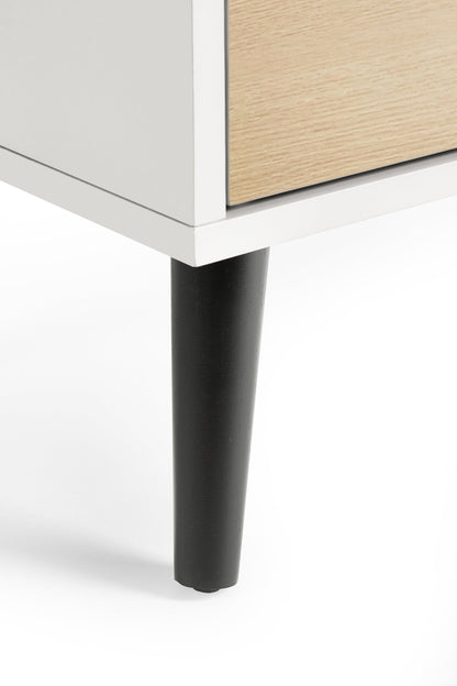Julian Bowen Chest Of Drawers Alba 4 Drawer Wide Chest - White/Oak Bed Kings