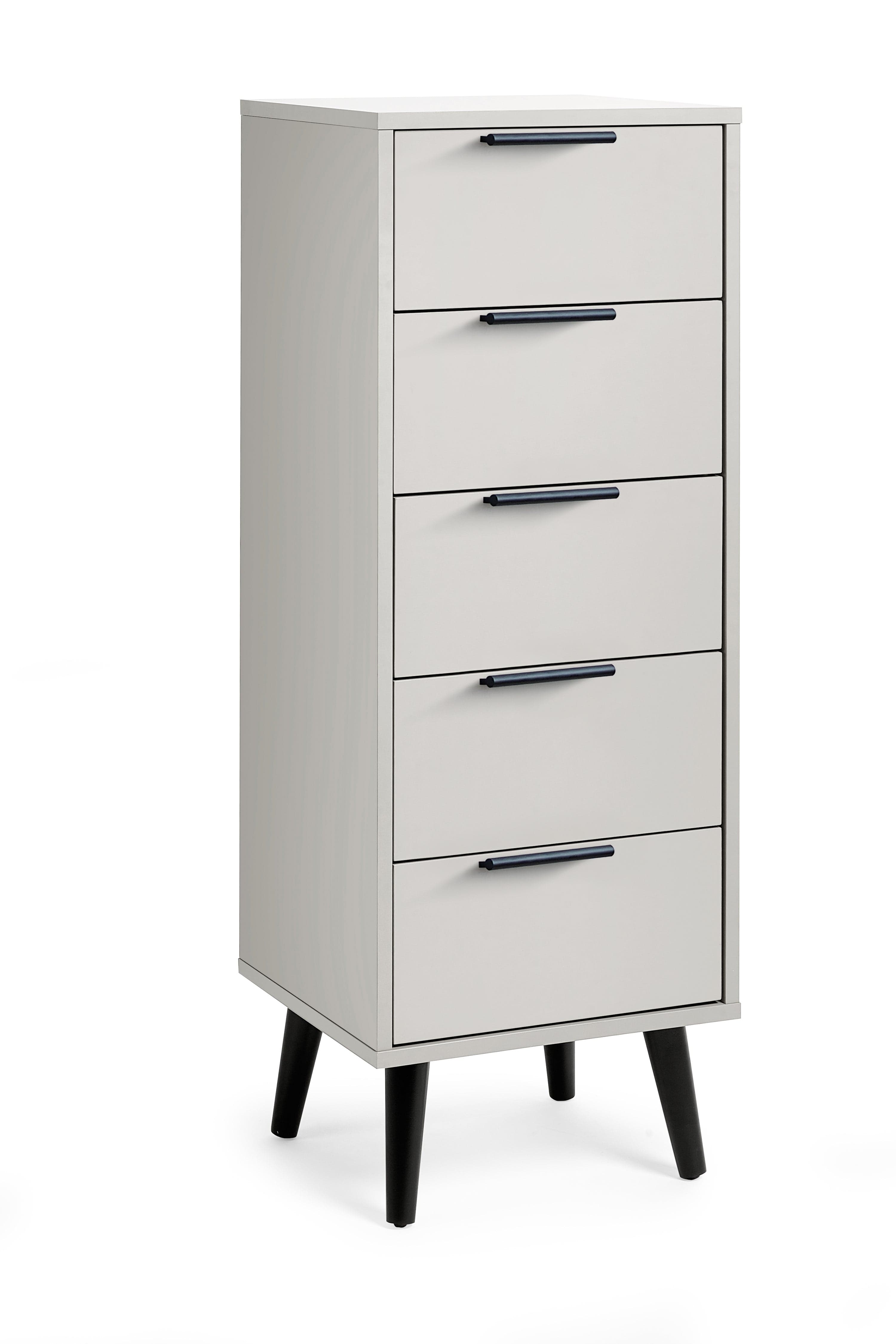 Julian Bowen Chest Of Drawers Alba 5 Drawer Narrow Chest - Silk Grey Bed Kings