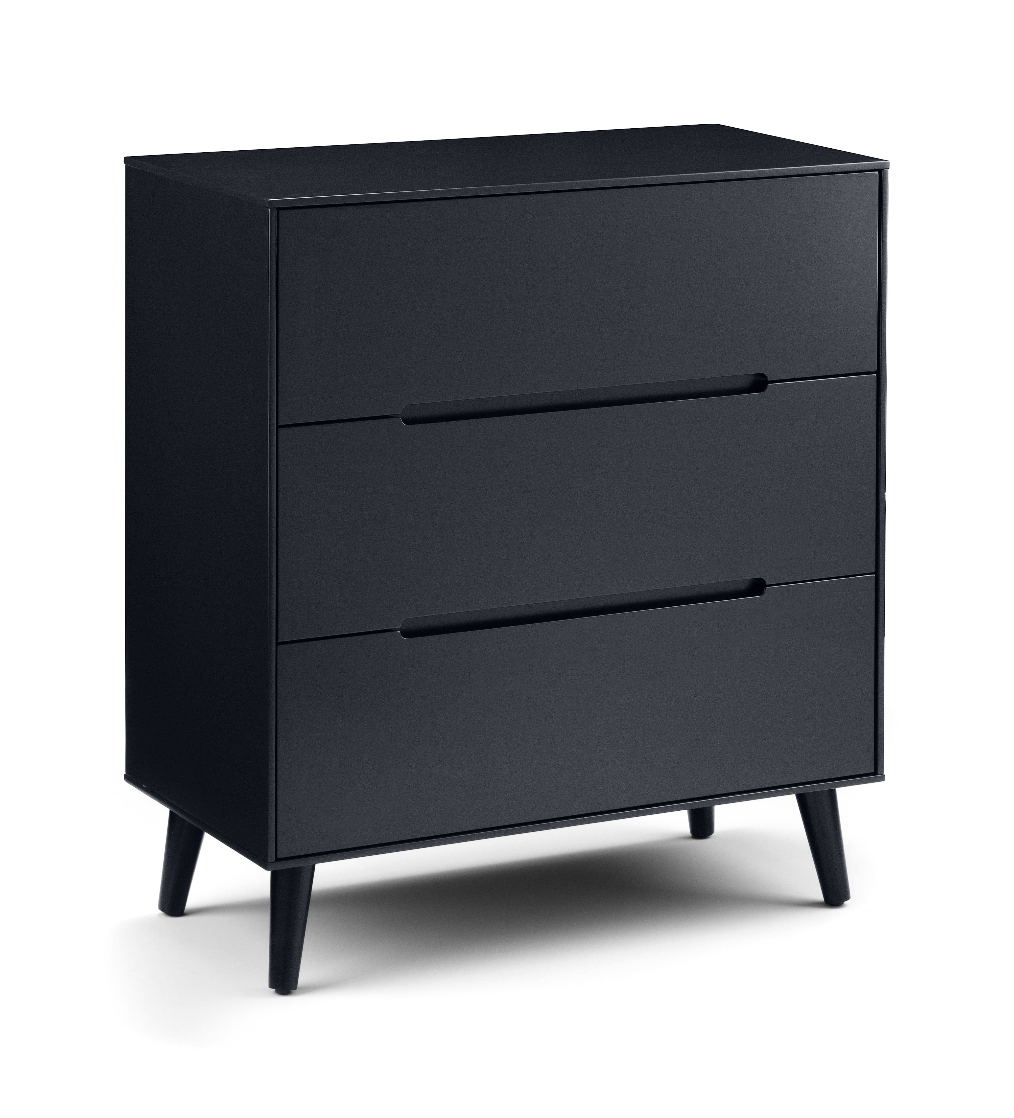 Julian Bowen Chest Of Drawers Alicia 3 Drawer Chest - Anthracite Bed Kings