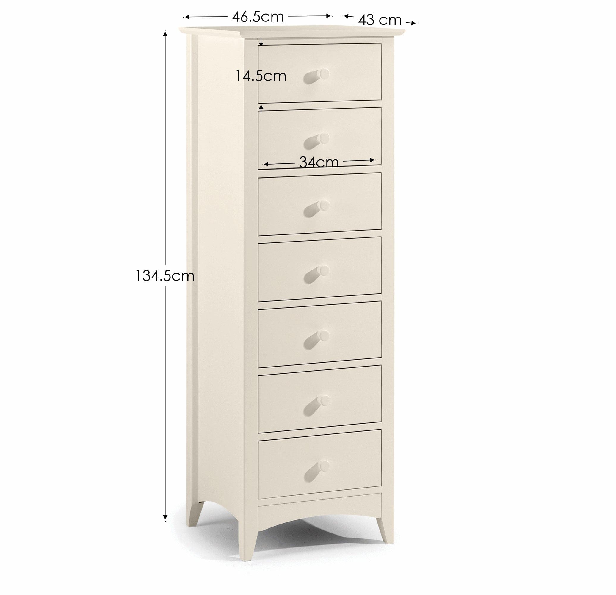 Julian Bowen Chest Of Drawers Cameo 7 Drawer Narrow Chest Bed Kings