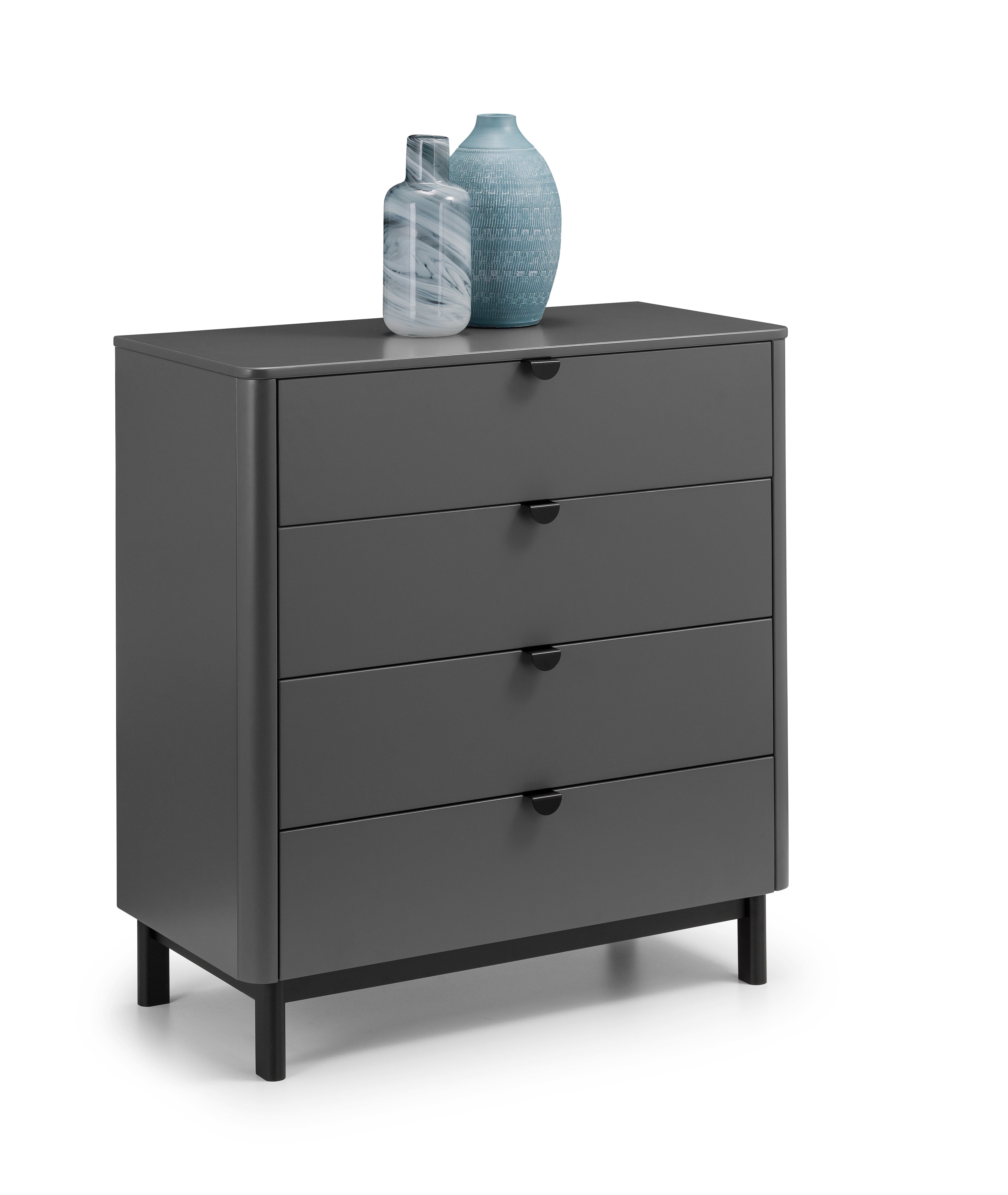 Julian Bowen Chest Of Drawers Chloe 4 Drawer Chest - Storm Grey/Black Bed Kings