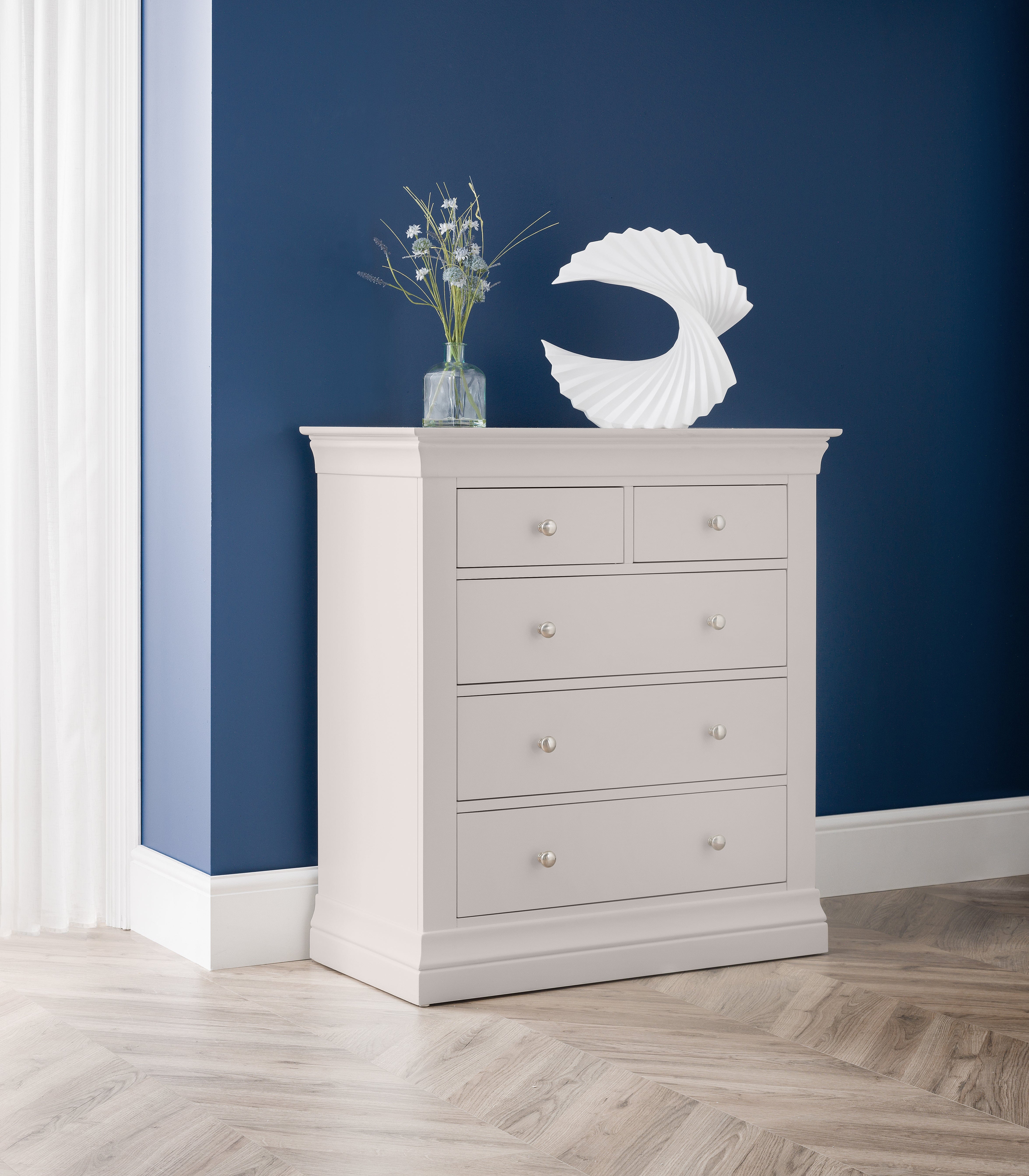 Julian Bowen Chest Of Drawers Clermont 3+2 Drawer Chest - Light Grey Bed Kings