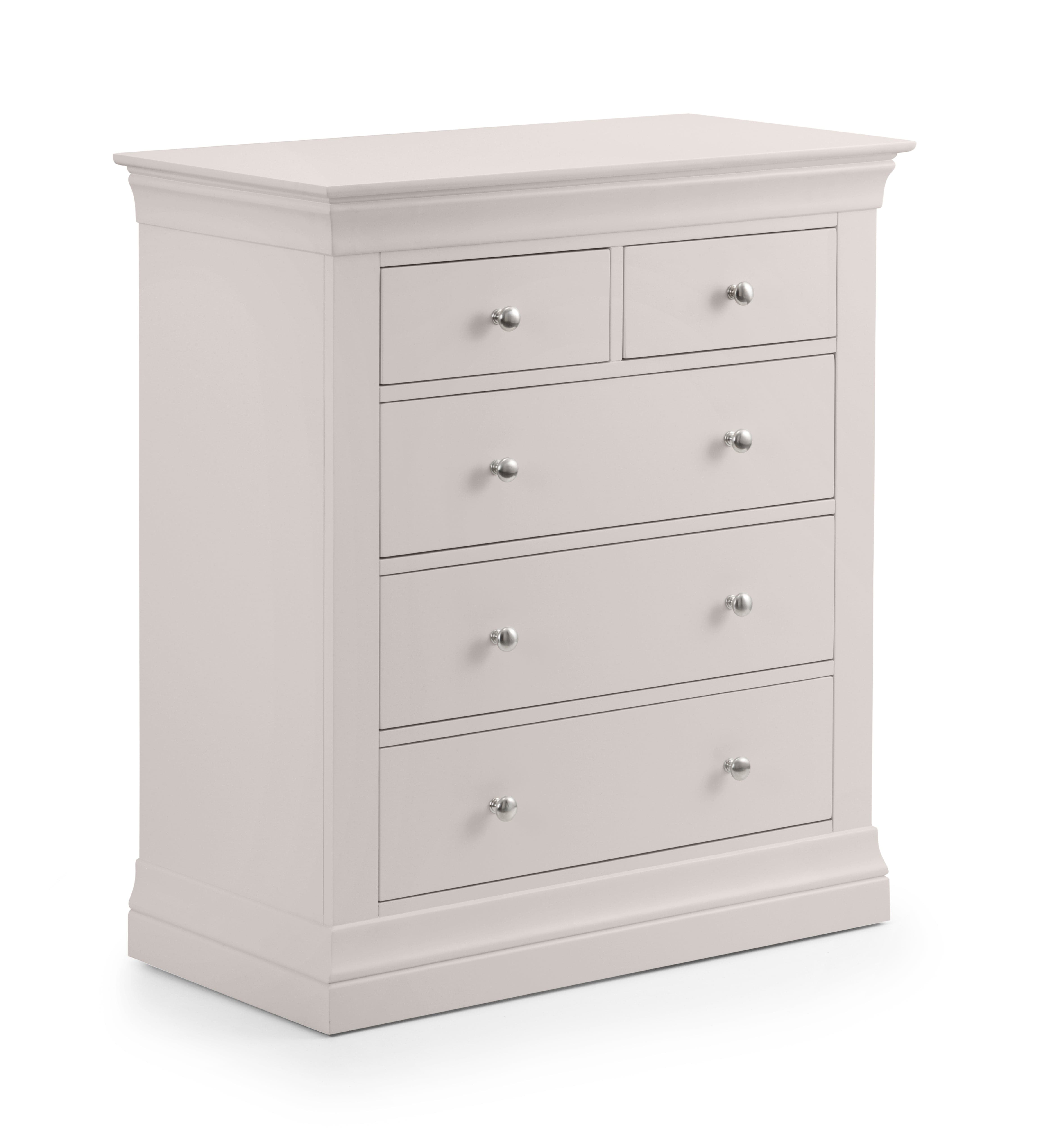 Julian Bowen Chest Of Drawers Clermont 3+2 Drawer Chest - Light Grey Bed Kings