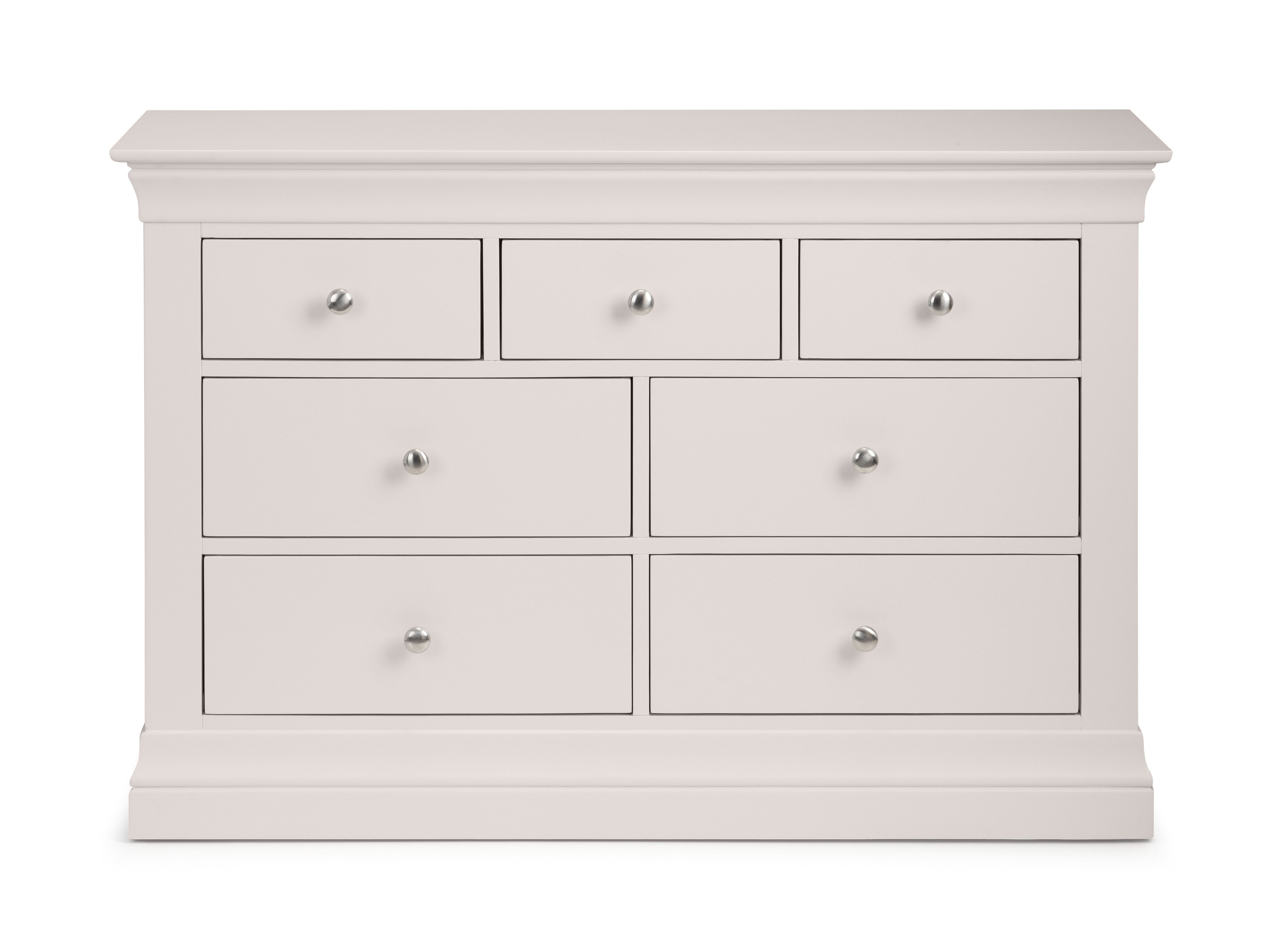 Julian Bowen Chest Of Drawers Clermont 4+3 Drawer Chest - Light Grey Bed Kings