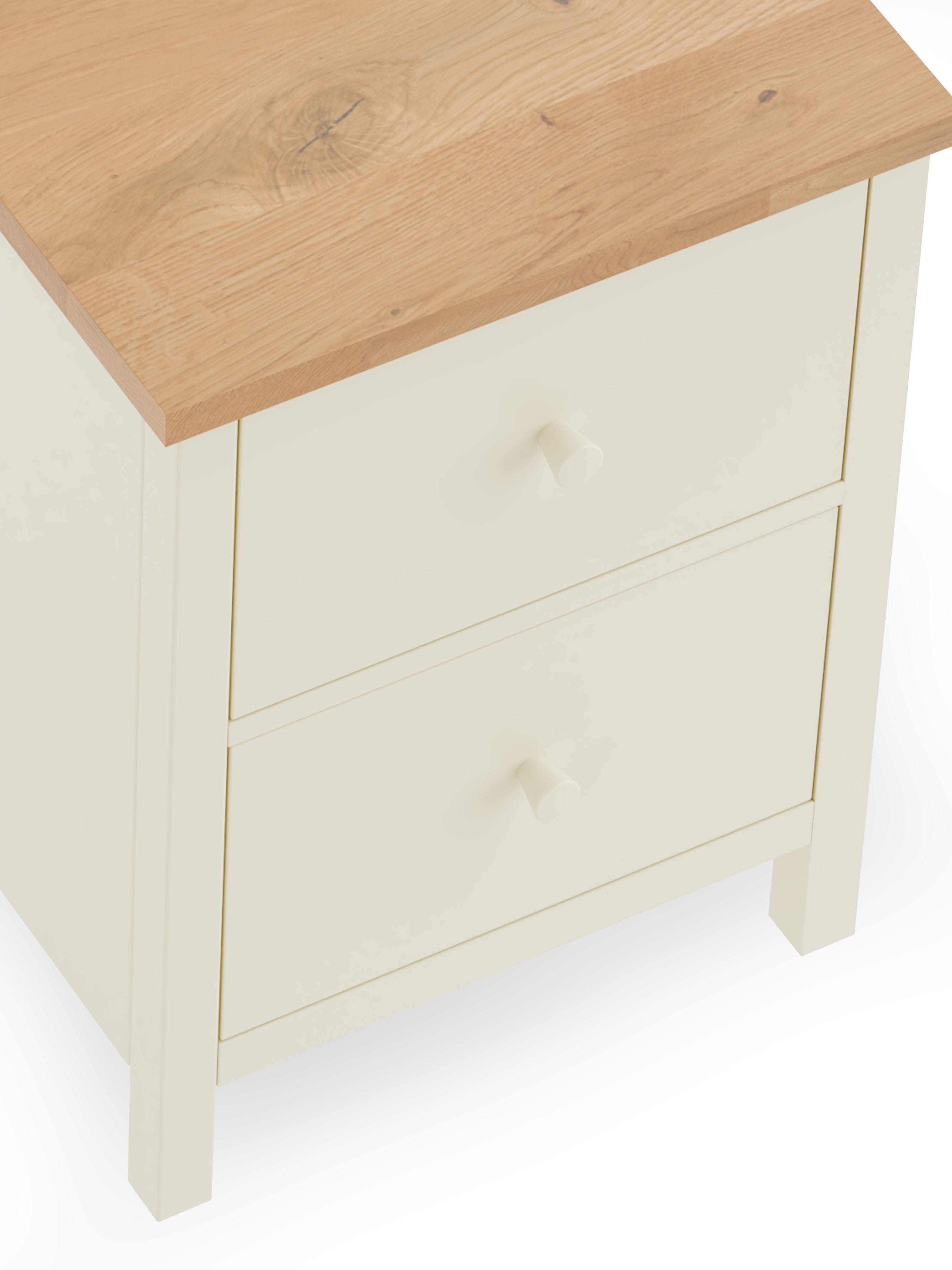 Julian Bowen Chest Of Drawers Coxmoor 2 Drawer Bedside - Ivory and Oak Bed Kings