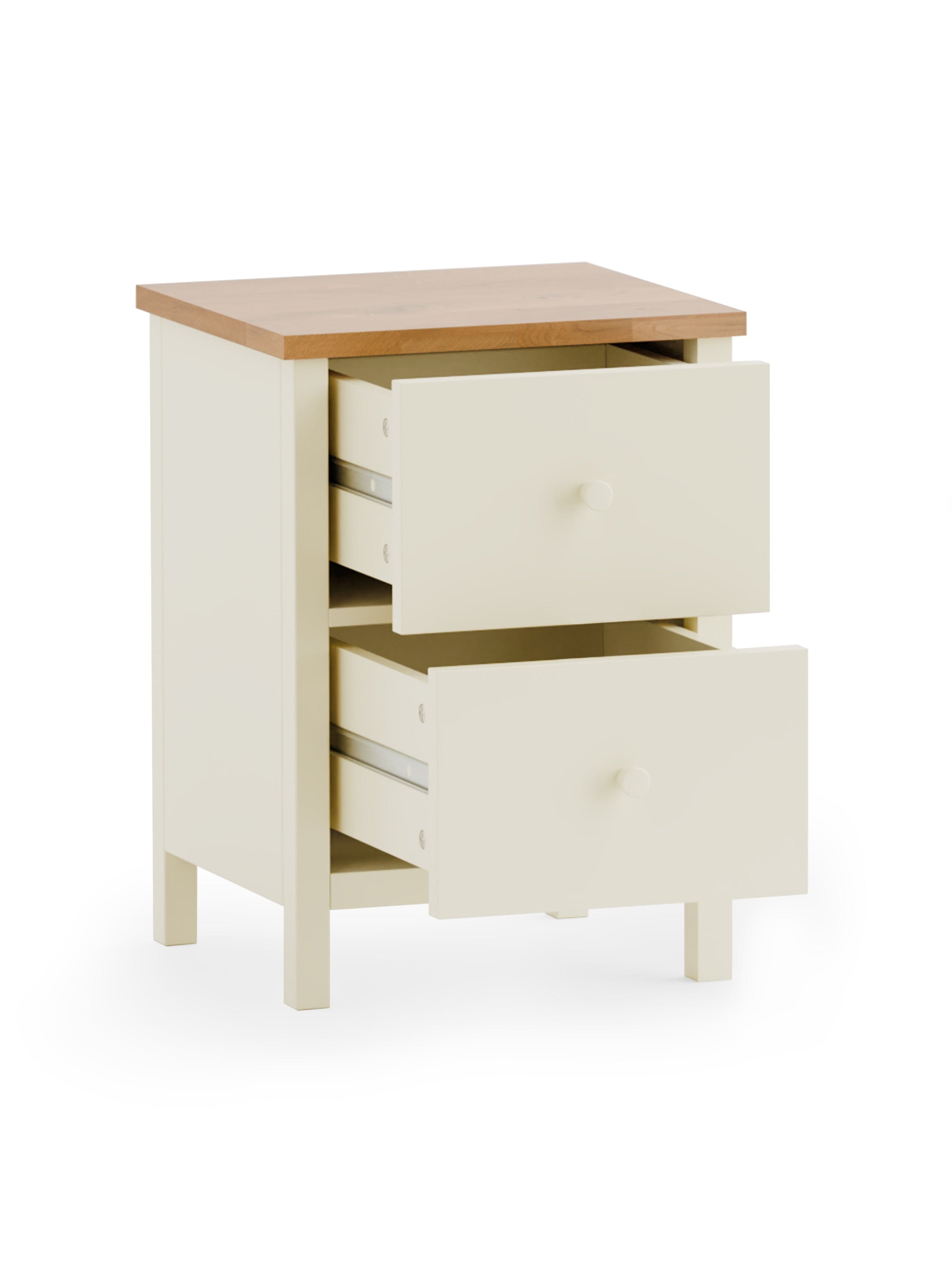 Julian Bowen Chest Of Drawers Coxmoor 2 Drawer Bedside - Ivory and Oak Bed Kings