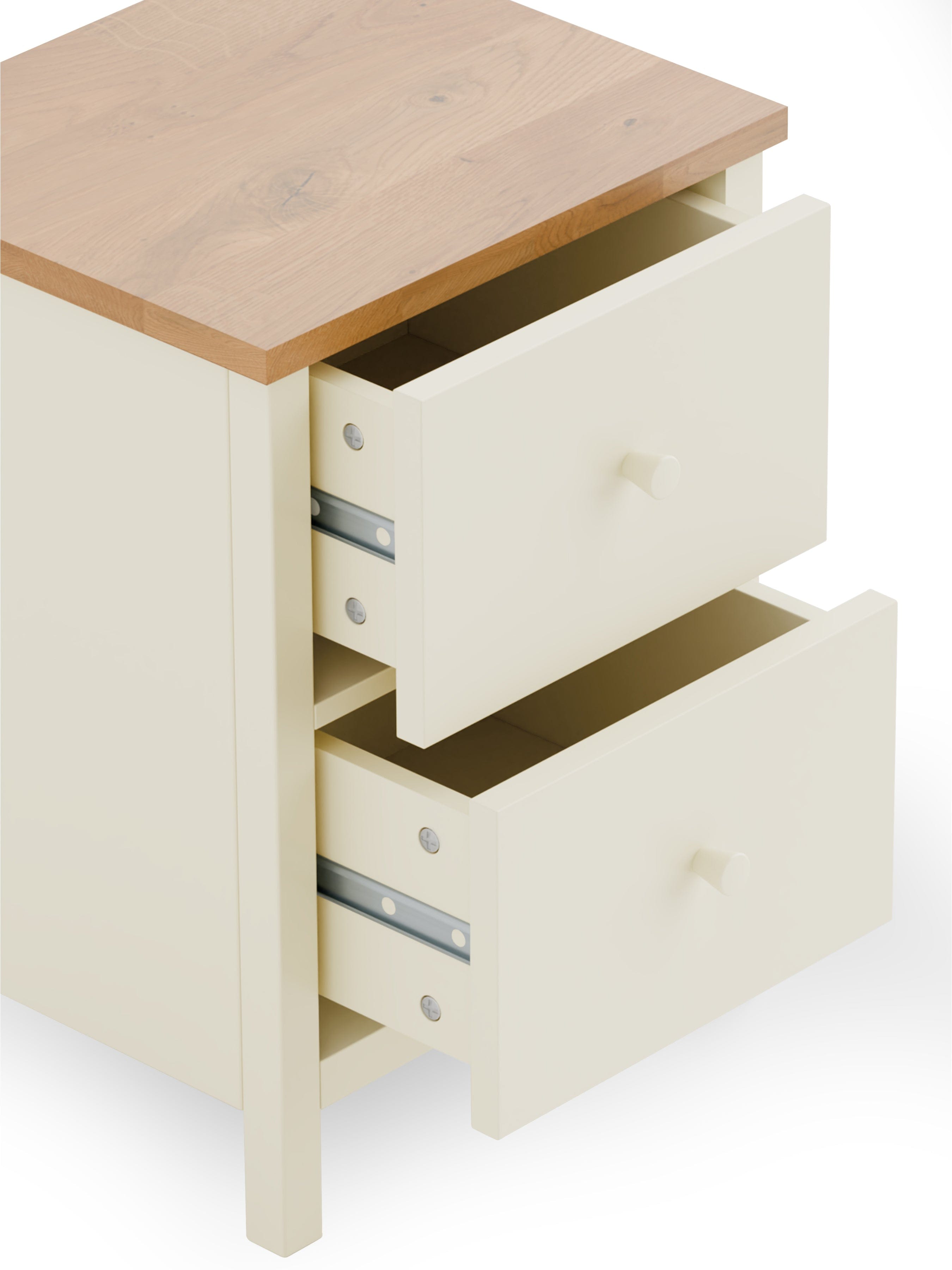 Julian Bowen Chest Of Drawers Coxmoor 2 Drawer Bedside - Ivory and Oak Bed Kings