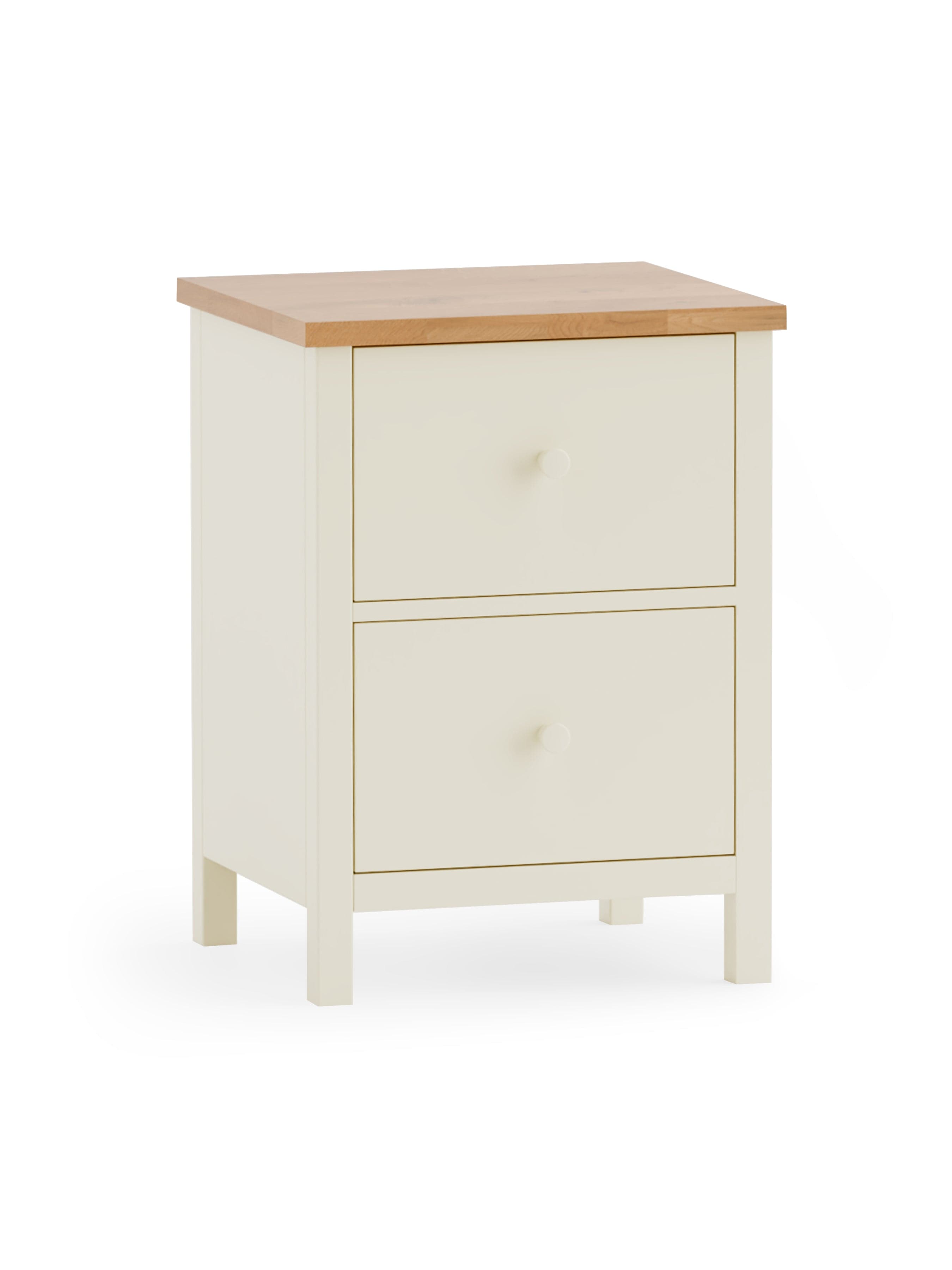 Julian Bowen Chest Of Drawers Coxmoor 2 Drawer Bedside - Ivory and Oak Bed Kings