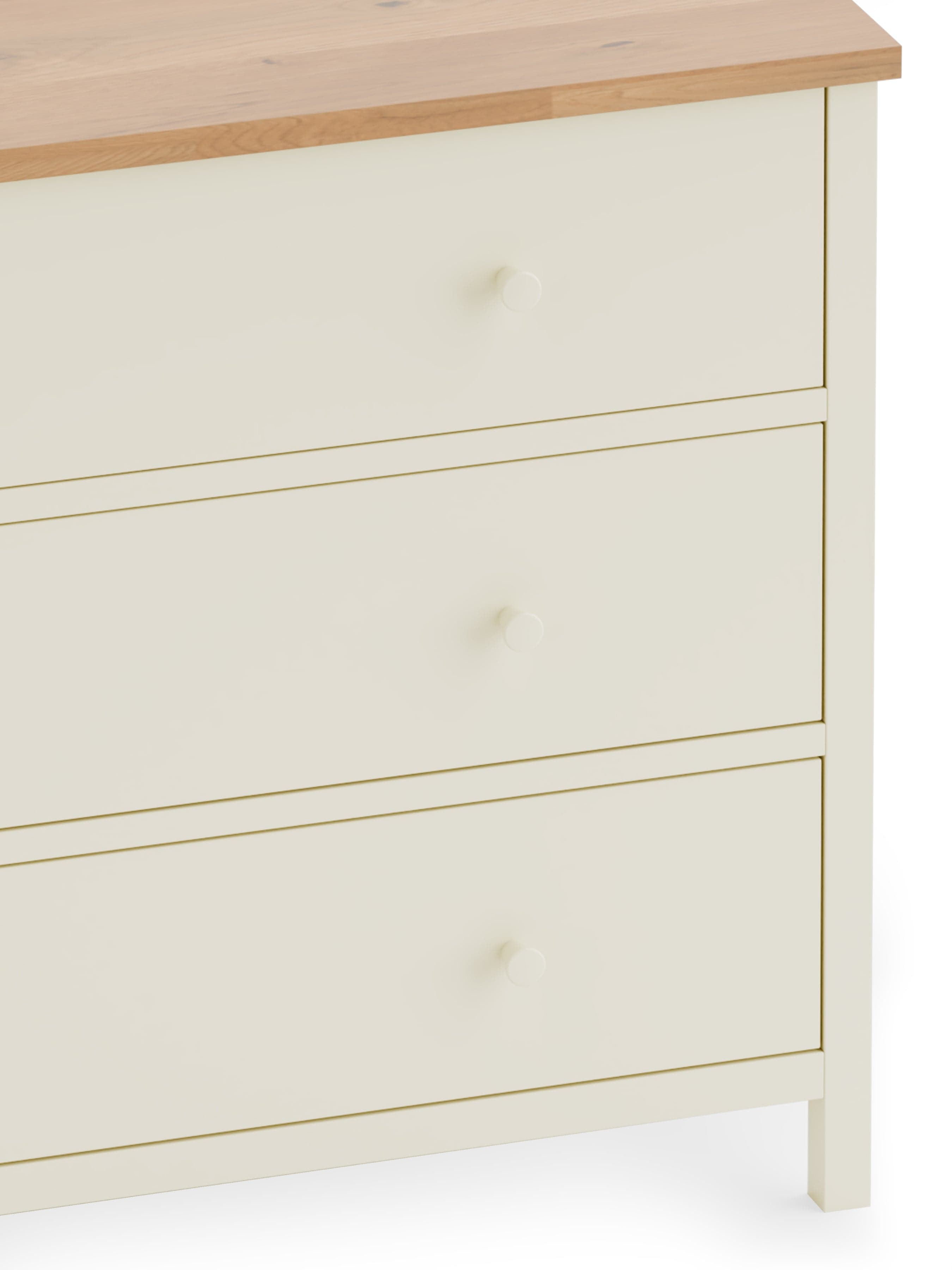 Julian Bowen Chest Of Drawers Coxmoor 3 Drawer Chest - Ivory and Oak Bed Kings