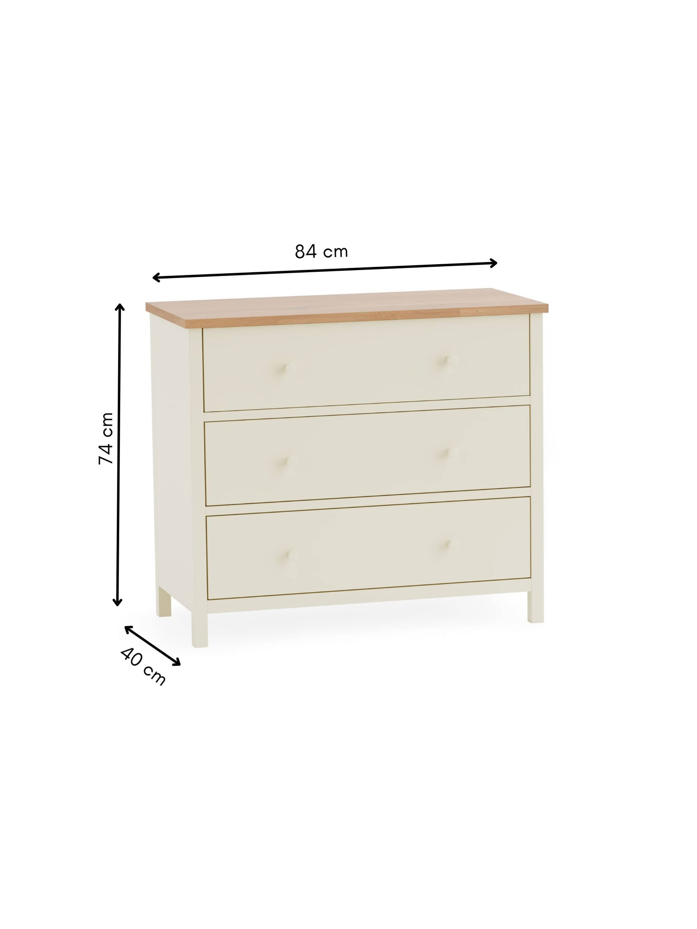 Julian Bowen Chest Of Drawers Coxmoor 3 Drawer Chest - Ivory and Oak Bed Kings