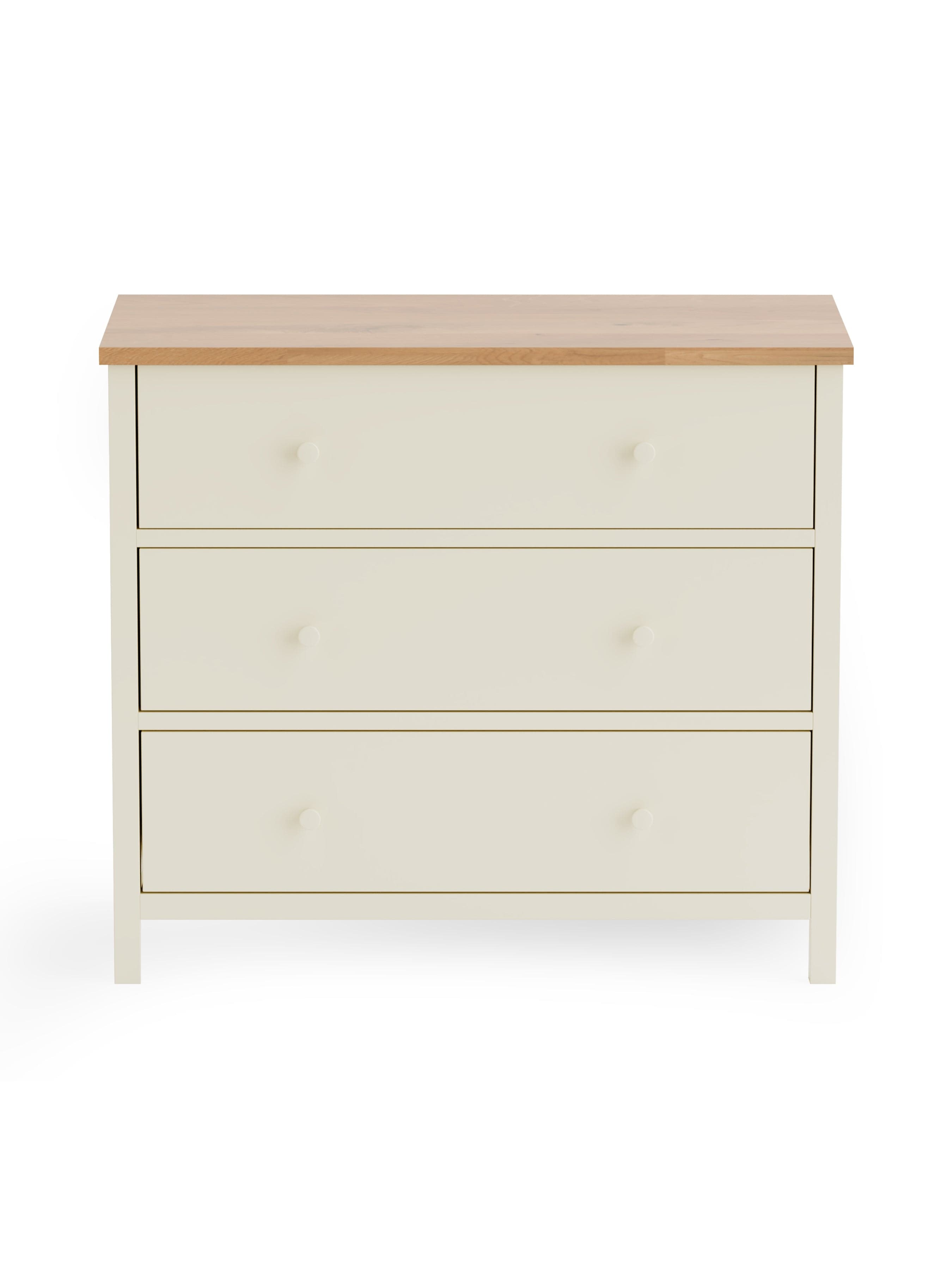 Julian Bowen Chest Of Drawers Coxmoor 3 Drawer Chest - Ivory and Oak Bed Kings