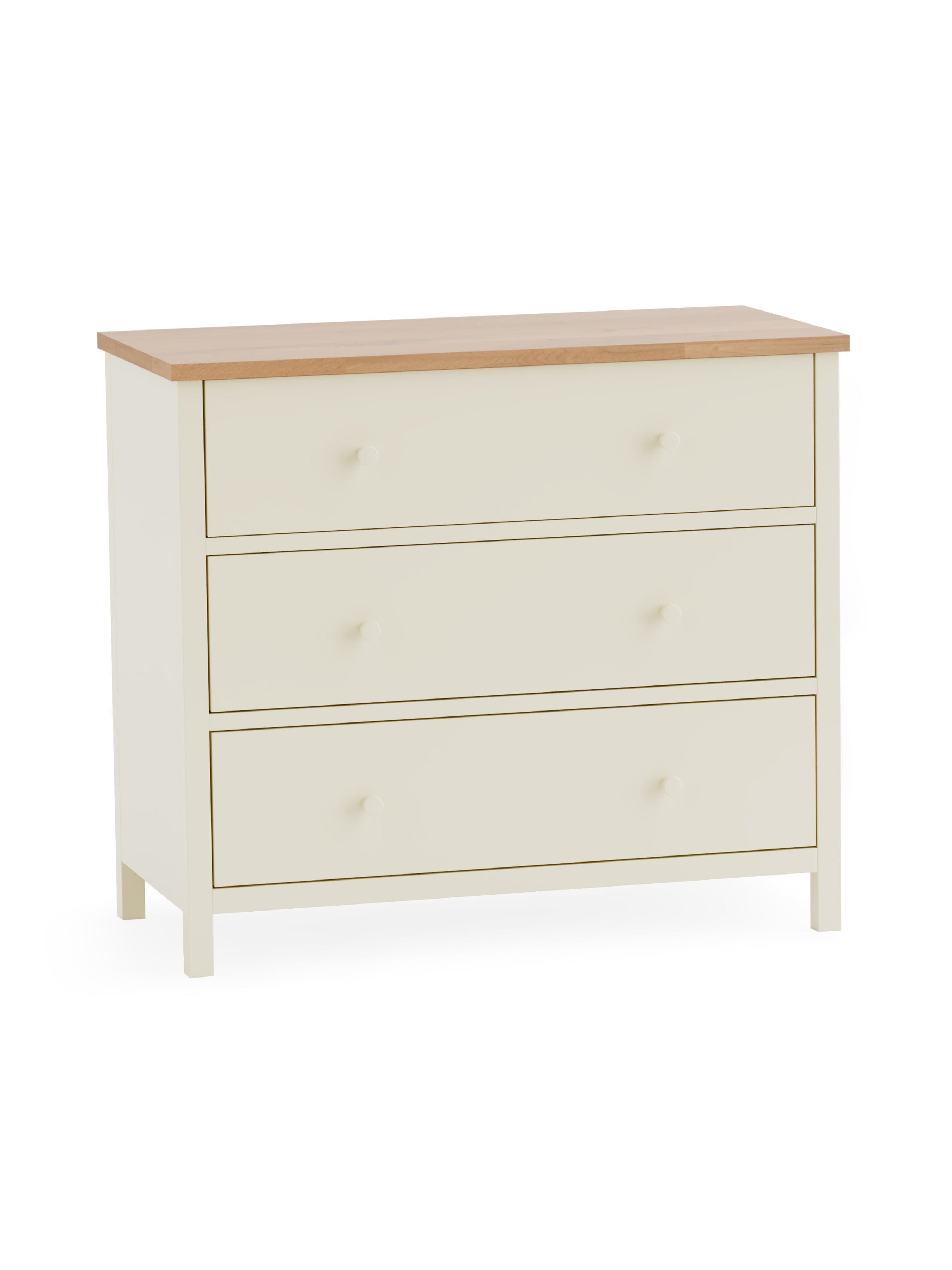 Julian Bowen Chest Of Drawers Coxmoor 3 Drawer Chest - Ivory and Oak Bed Kings