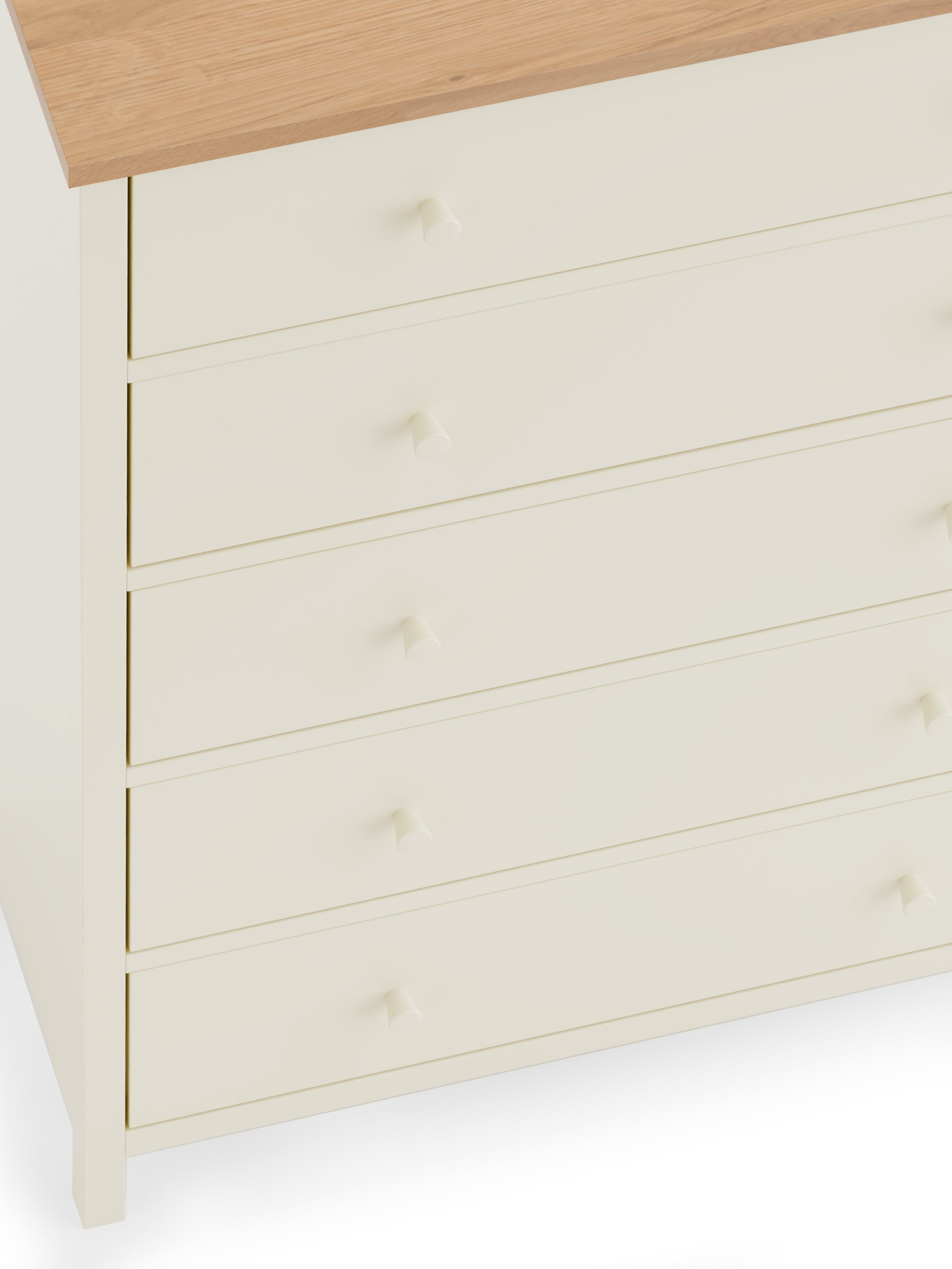 Julian Bowen Chest Of Drawers Coxmoor 5 Drawer Wide Chest - Ivory and Oak Bed Kings