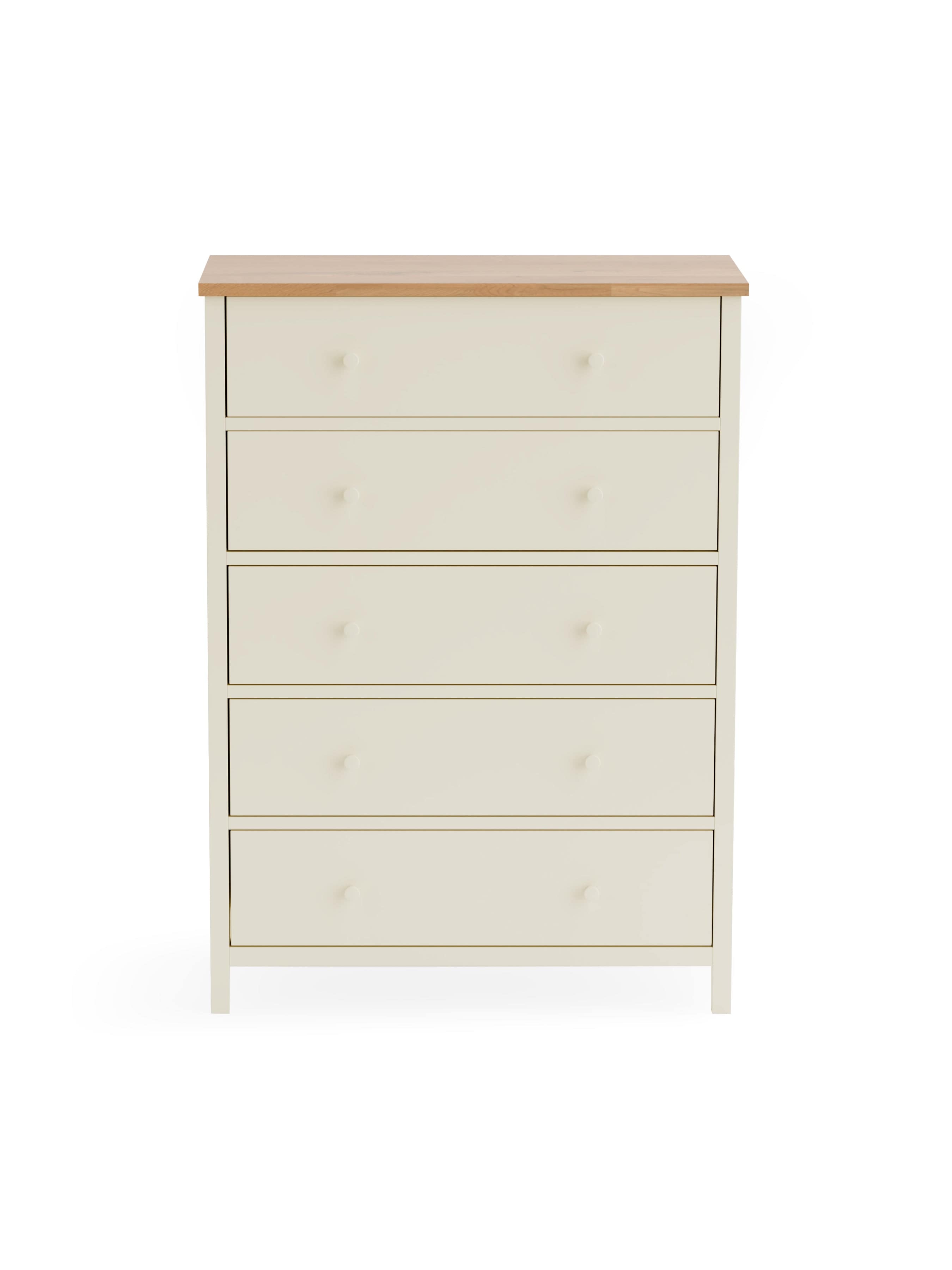 Julian Bowen Chest Of Drawers Coxmoor 5 Drawer Wide Chest - Ivory and Oak Bed Kings