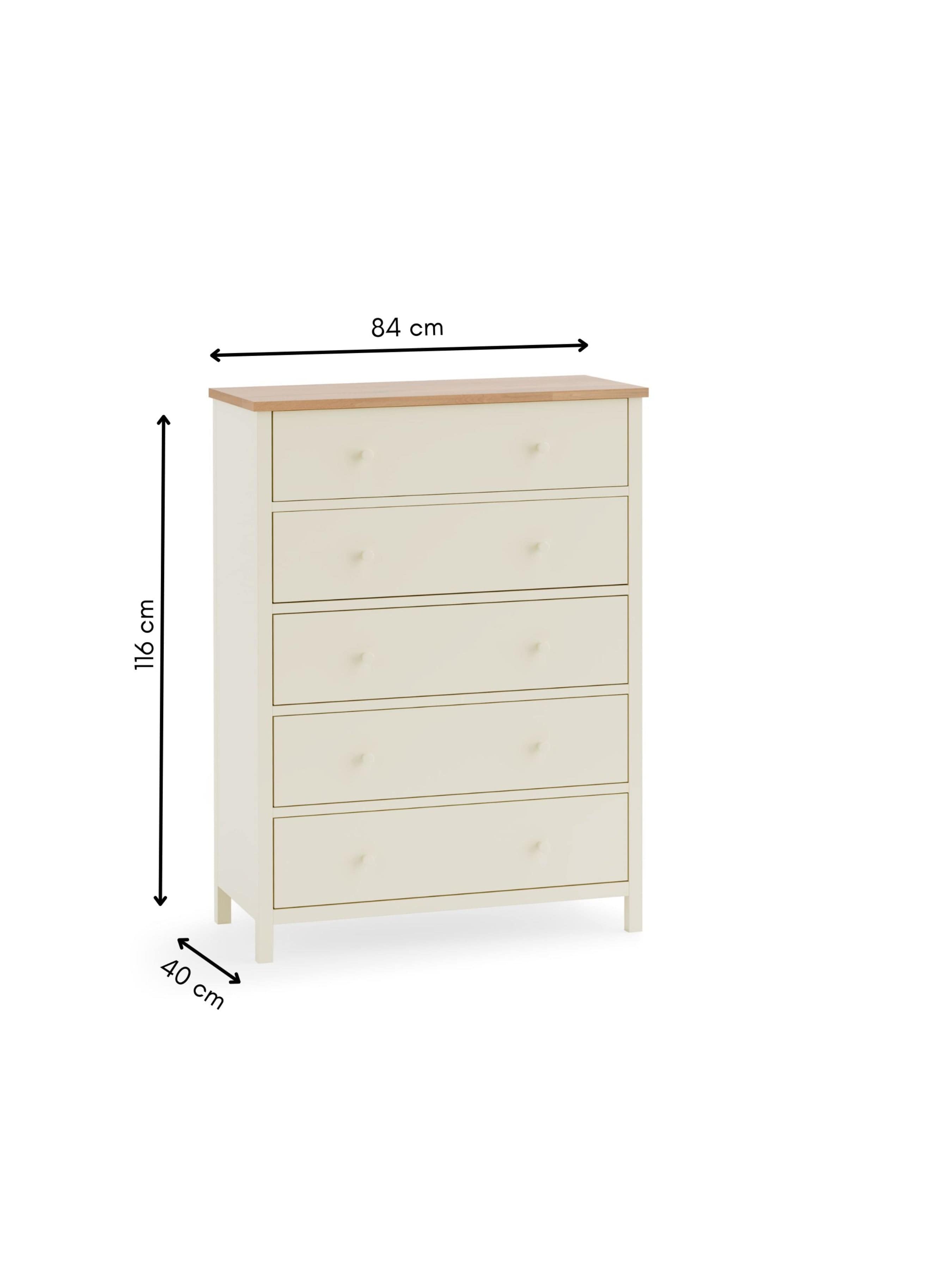 Julian Bowen Chest Of Drawers Coxmoor 5 Drawer Wide Chest - Ivory and Oak Bed Kings