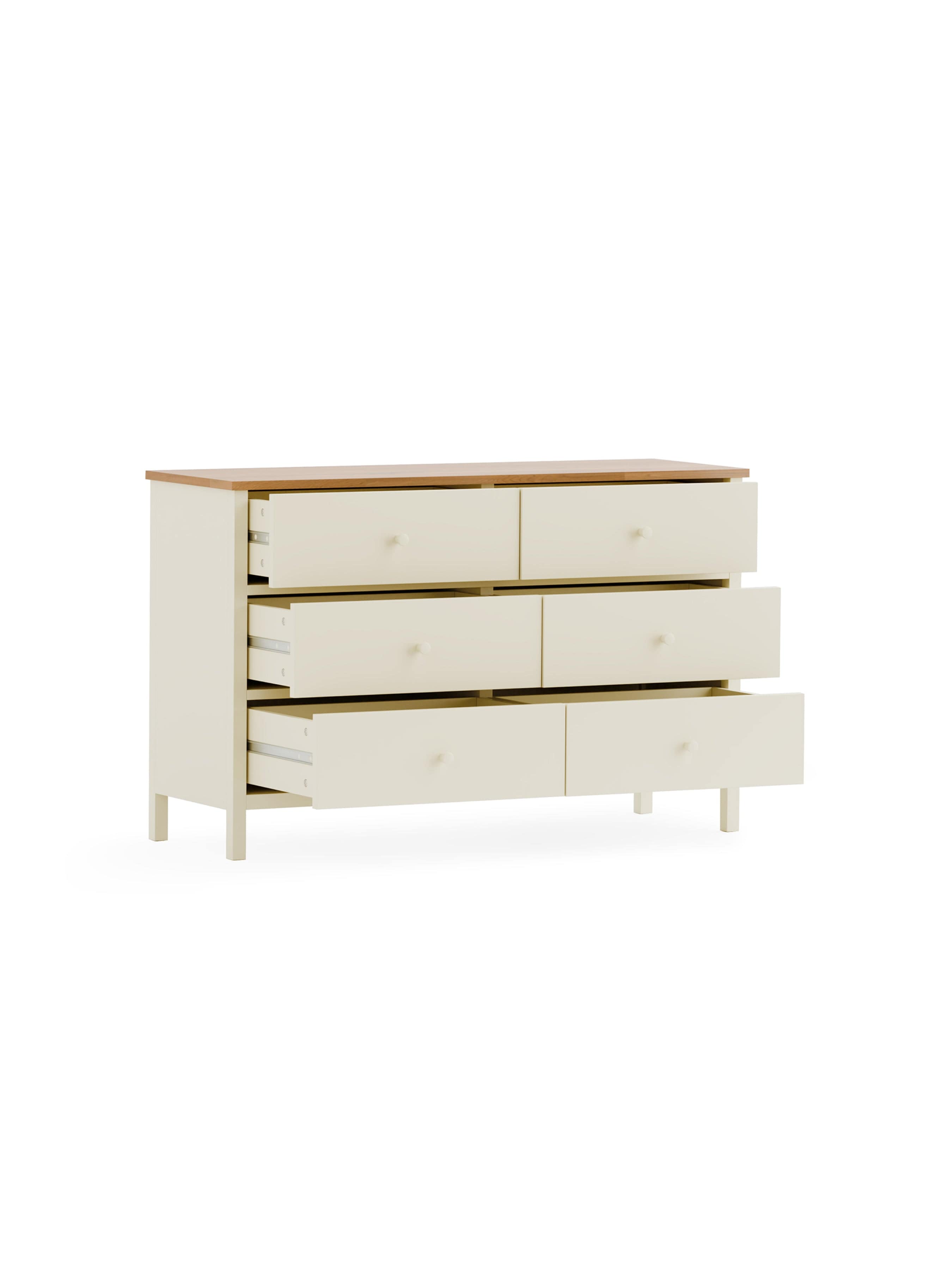 Julian Bowen Chest Of Drawers Coxmoor 6 Drawer Chest - Ivory and Oak Bed Kings