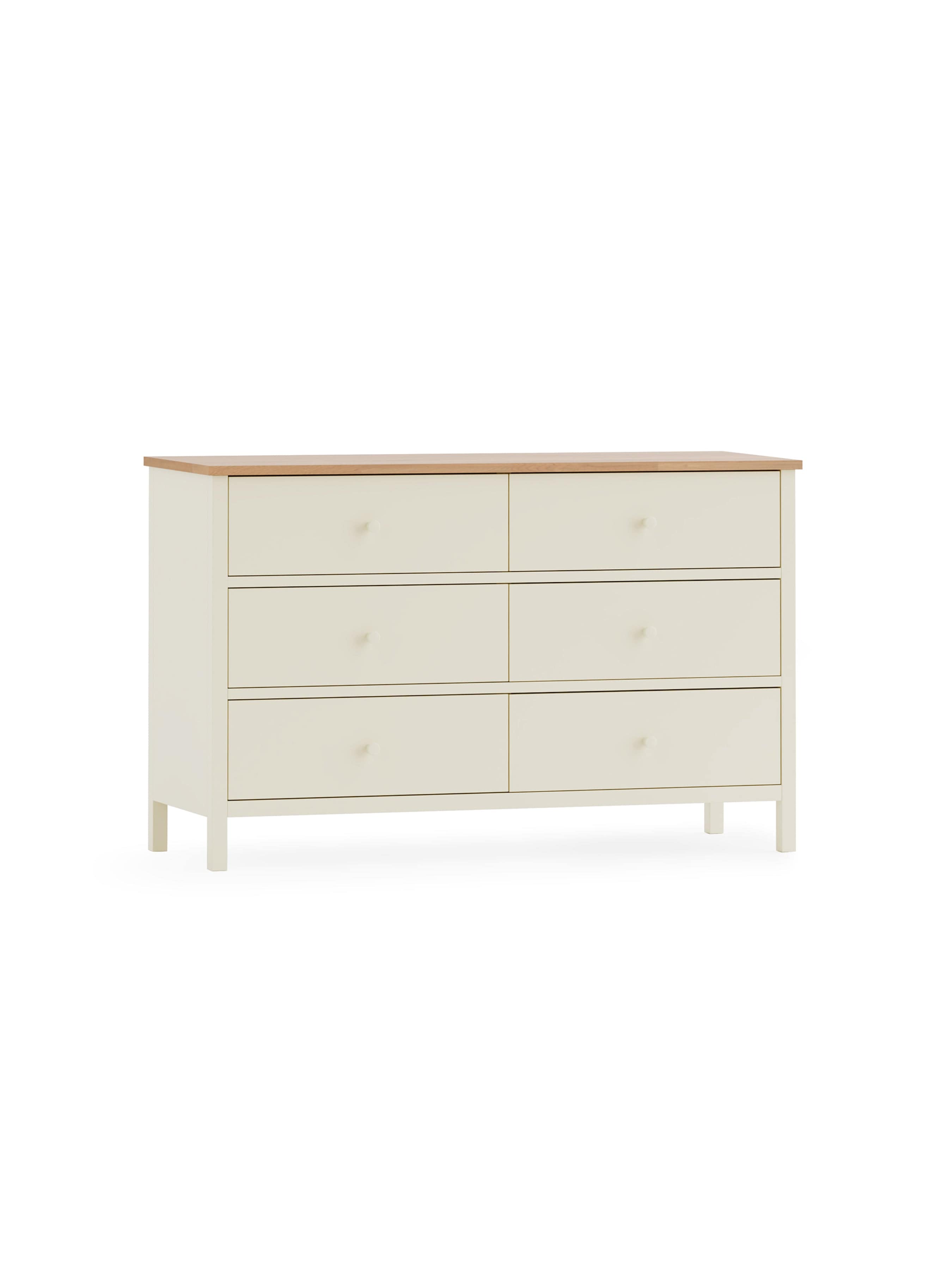 Julian Bowen Chest Of Drawers Coxmoor 6 Drawer Chest - Ivory and Oak Bed Kings