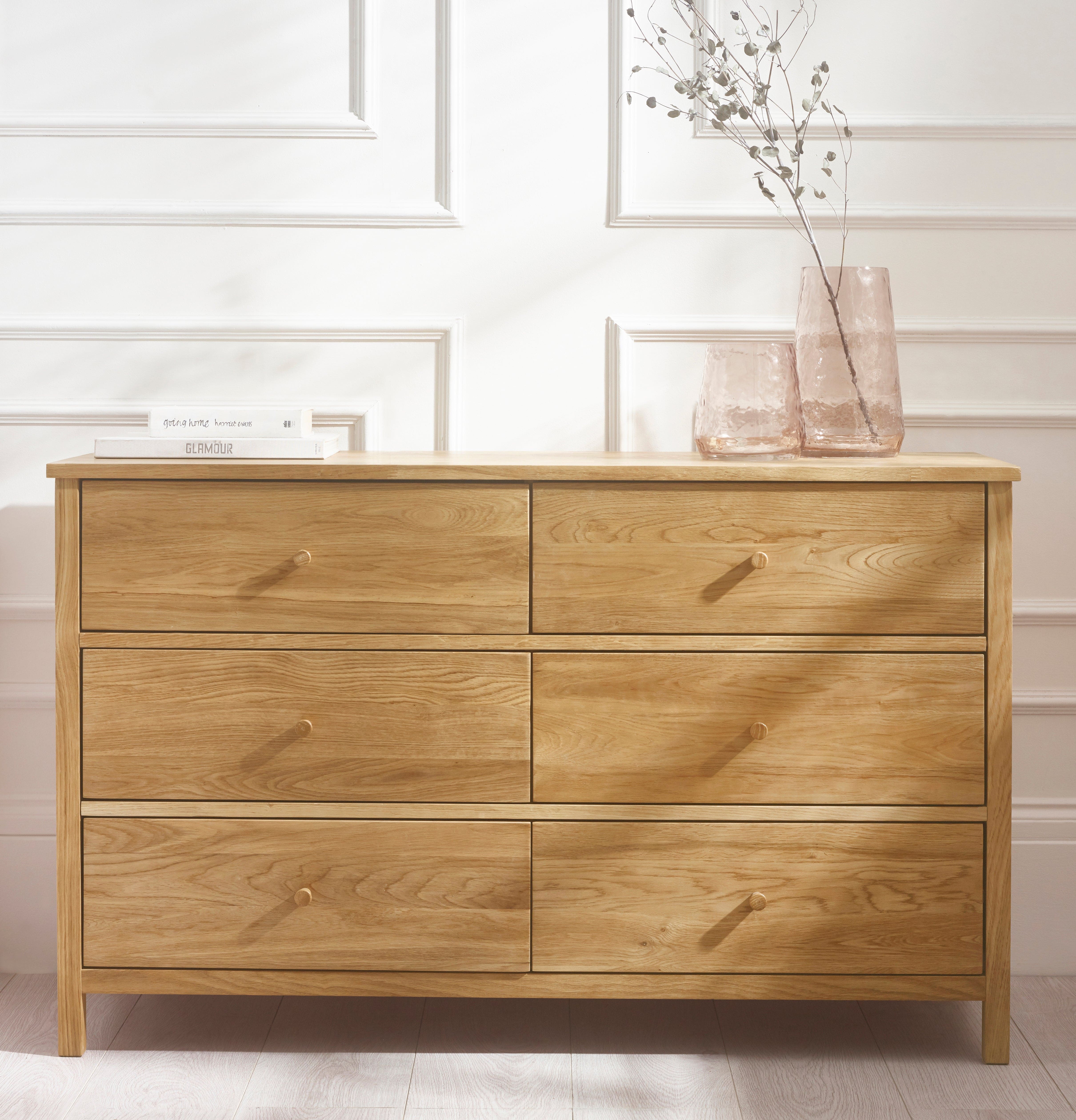 Julian Bowen Chest Of Drawers Coxmoor 6 Drawer Chest - Oak Bed Kings