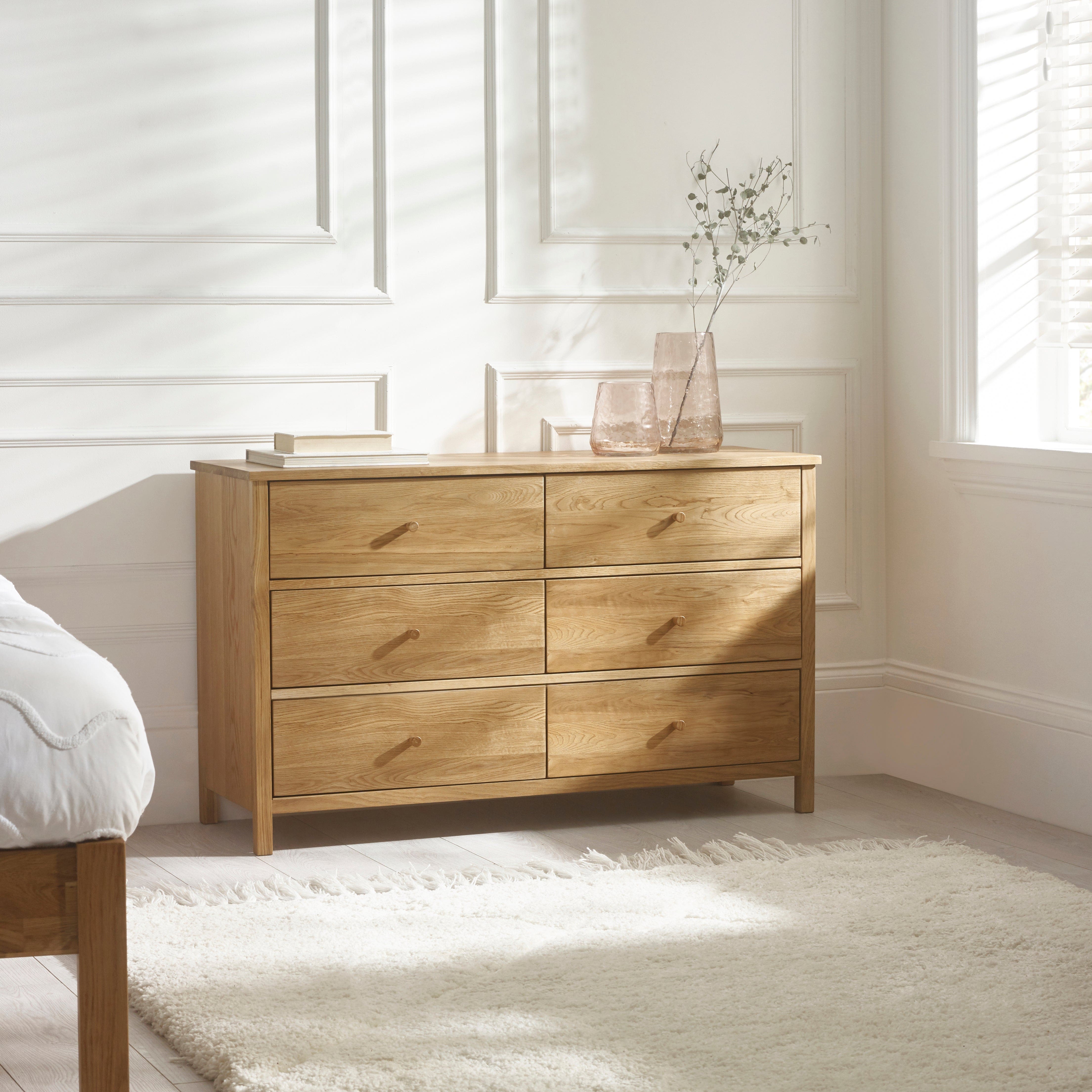 Julian Bowen Chest Of Drawers Coxmoor 6 Drawer Chest - Oak Bed Kings